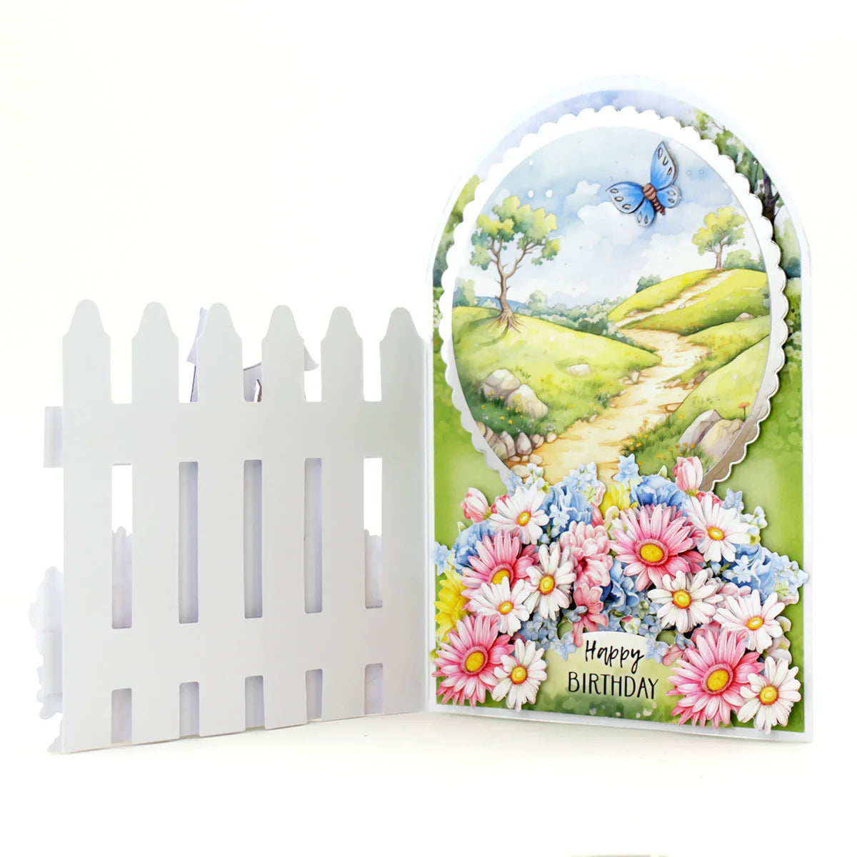 White 5x7 Picket Fence Cards & Envelopes, Pack of 12