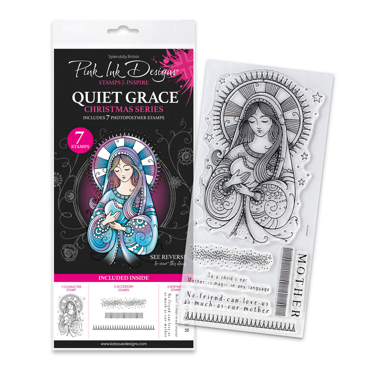 Pink Ink Designs - Quiet Grace - Christmas Mother Mary, DL Stamp Set