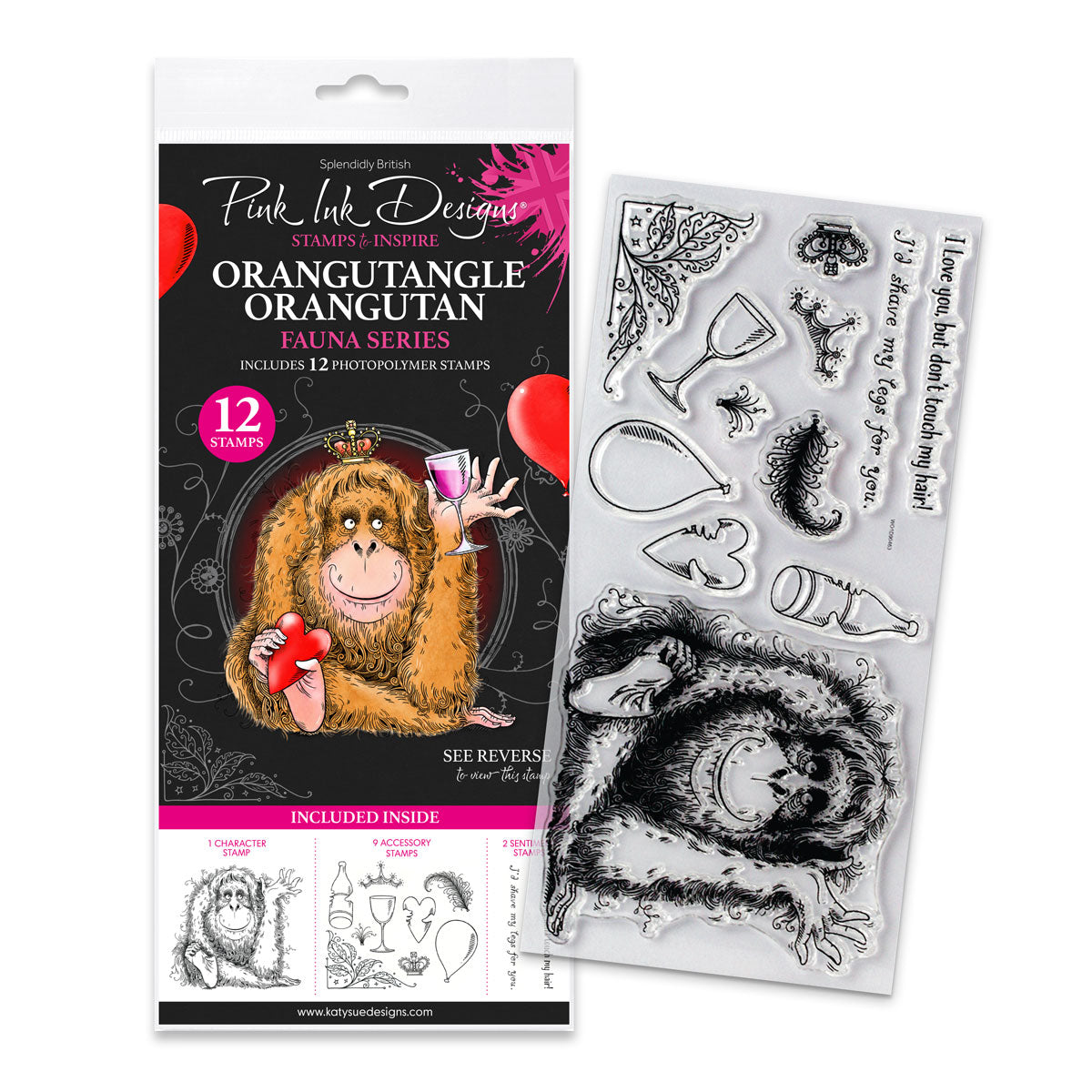 Pink Ink Designs - Orangutangle Orangutan, DL Stamp Set