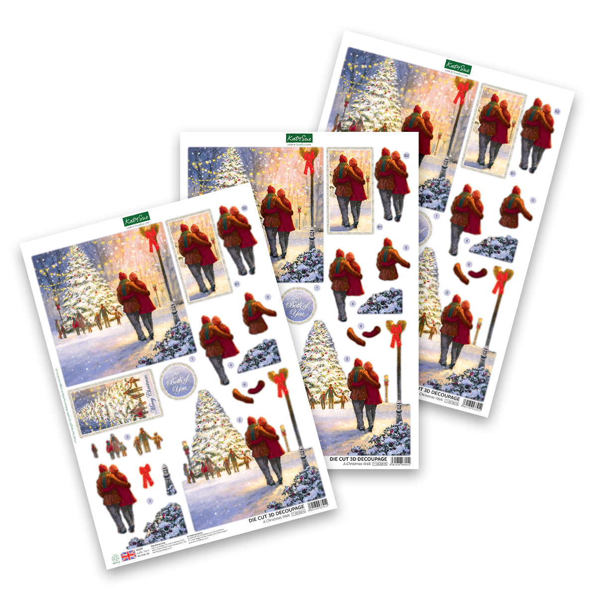 Katy Sue Designs Die Cut Decoupage – A Christmas Walk (pack of 3)