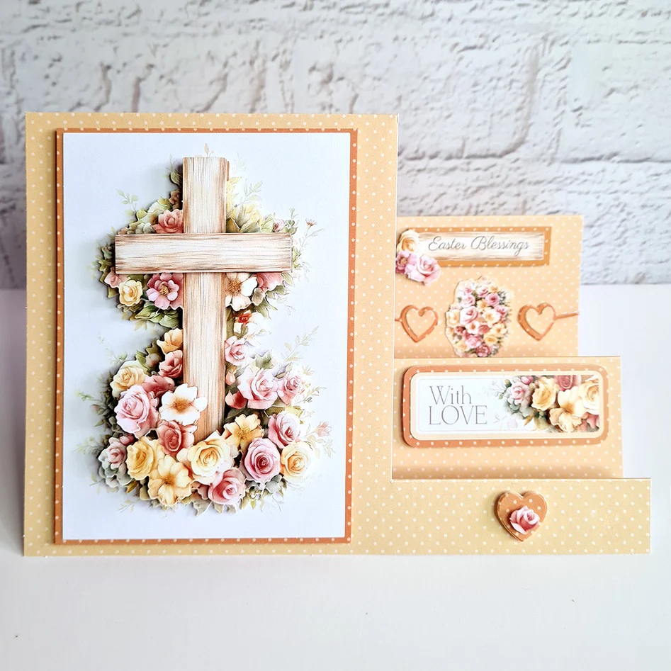 Die Cut Decoupage – Wooden Cross & Roses (pack of 3)