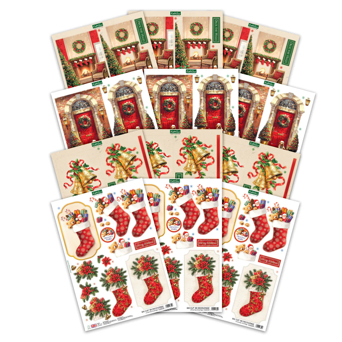 Katy Sue Designs Die Cut Decoupage – Deck the Halls (pack of 12)