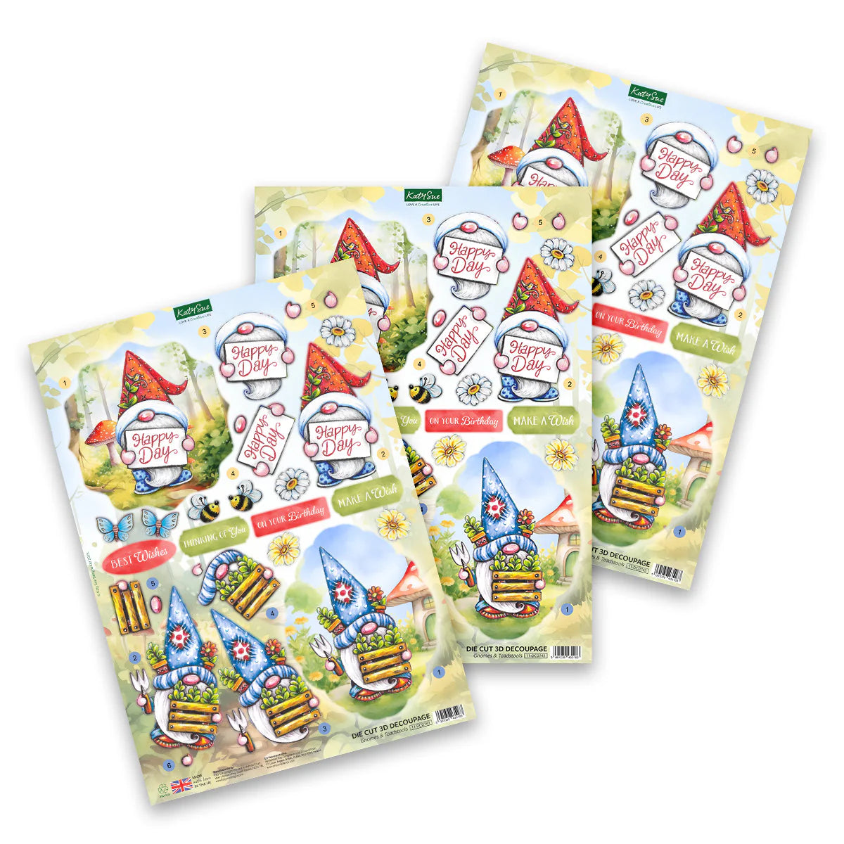 Die Cut Decoupage – Garden Gnomes (Pack of 12)