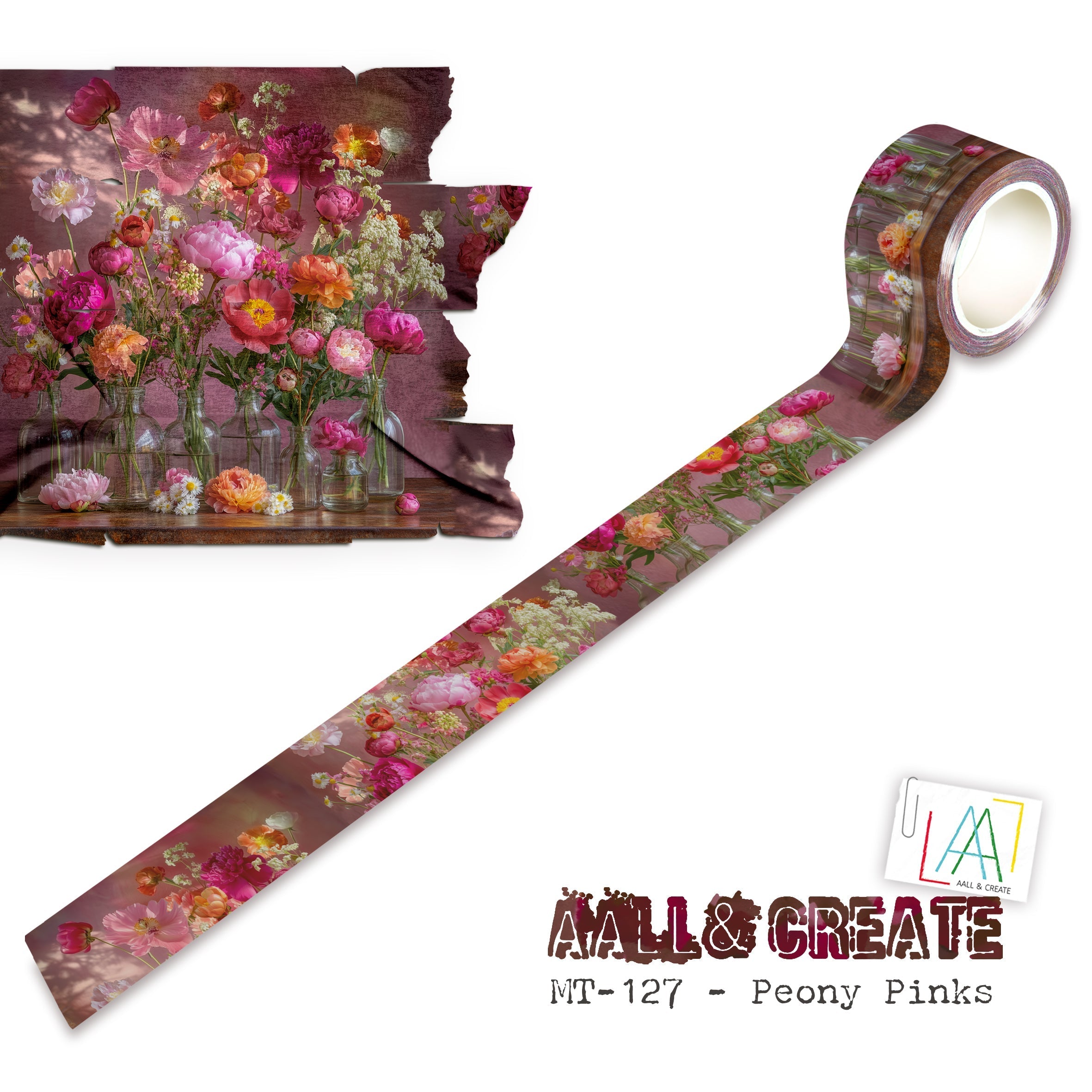 AALL and Create - Washi Tape 25mm x 10m - Peony Pinks (Layer-It-Up!)