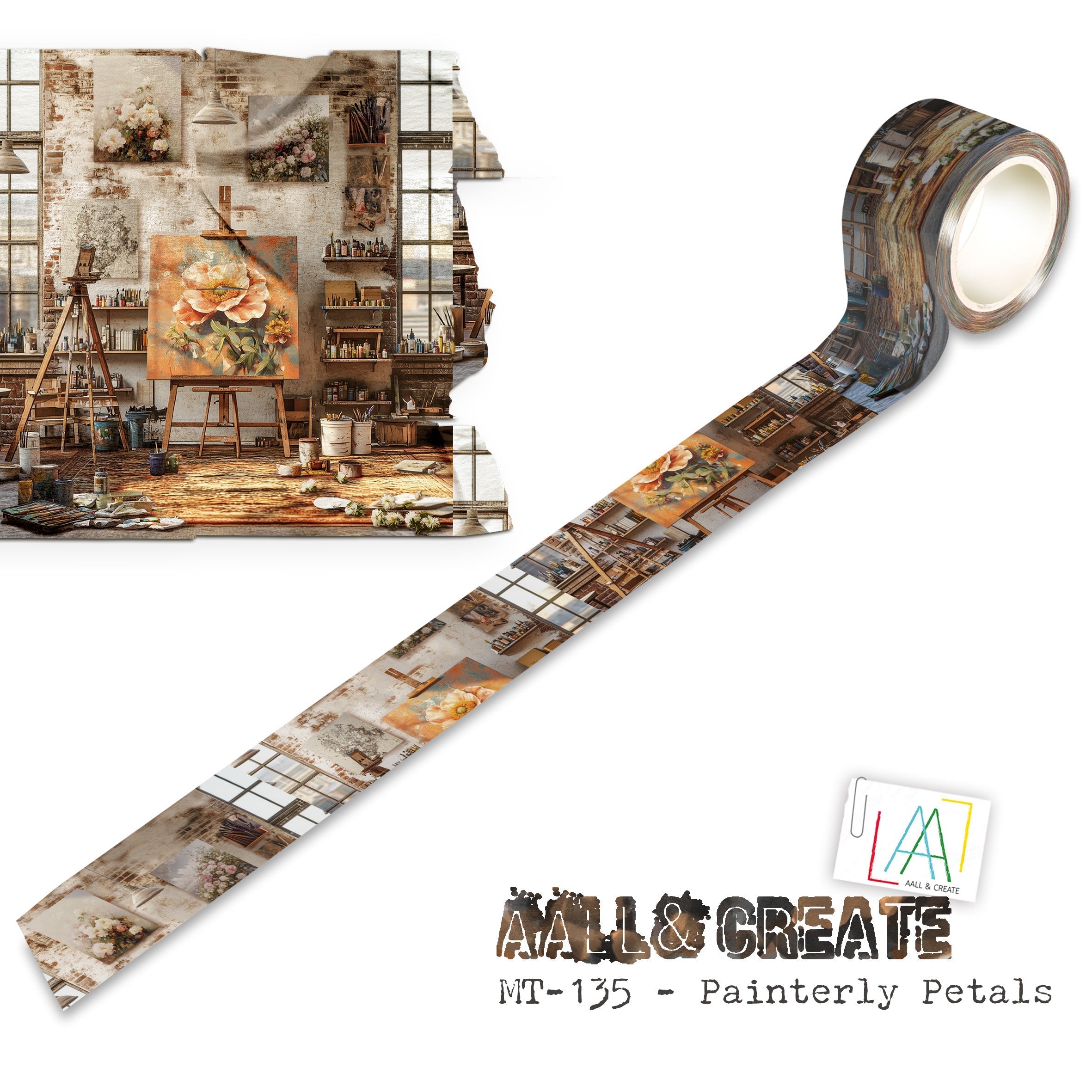 AALL and Create - Washi Tape 25mm x 10m - Painterly Petals (Layer-It-Up!)