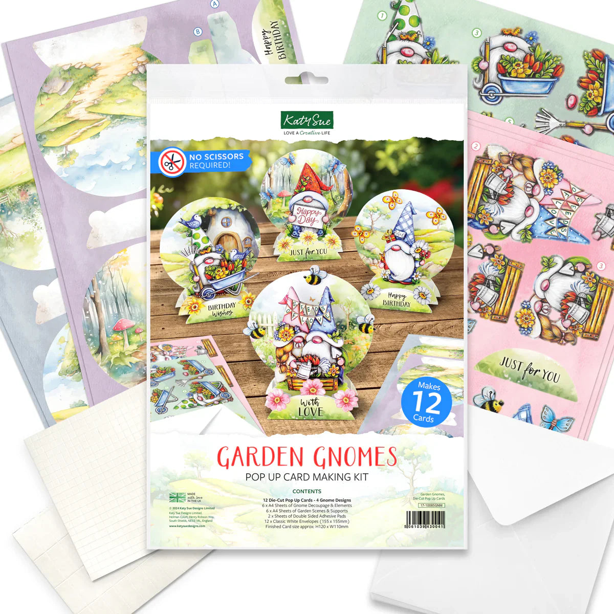 Garden Gnomes Die-Cut Pop Up Card Making Kit