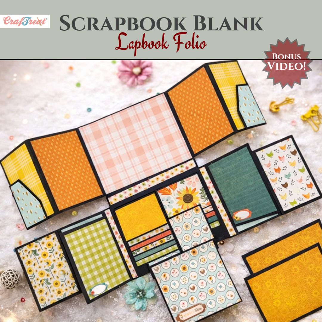 CrafTreat Scrapbook Blank Precut Album Base - LapBook Folio - Black