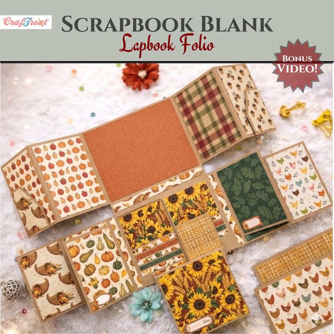 CrafTreat Scrapbook Blank Precut Album Base - LapBook Folio - Kraft
