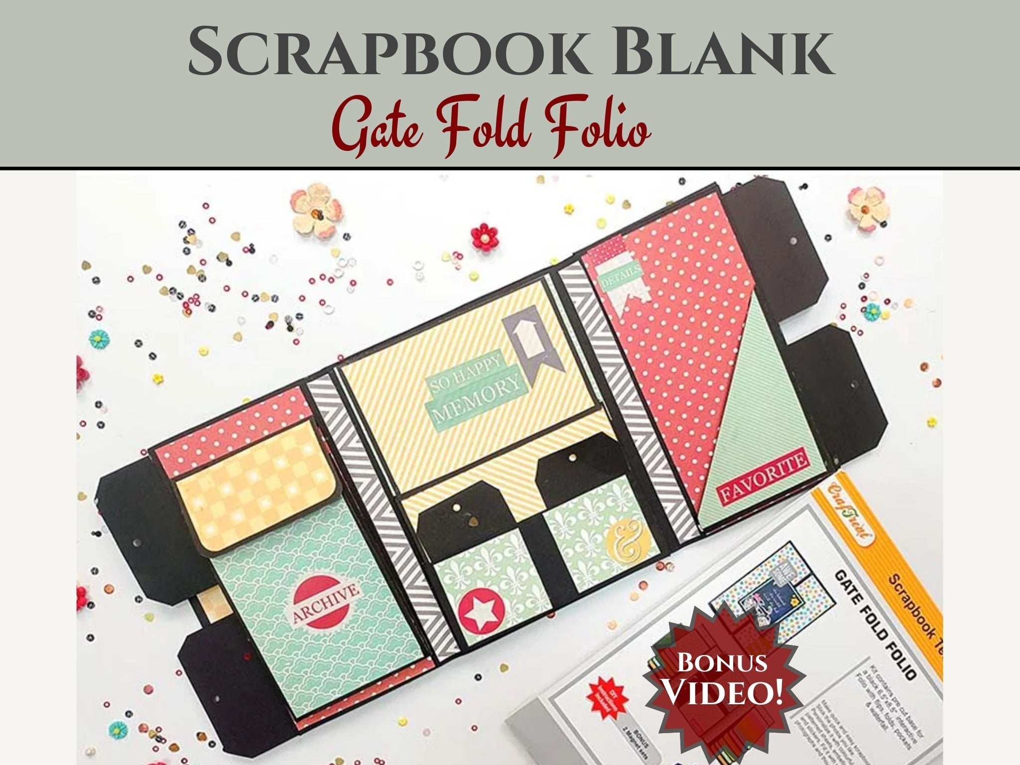 CrafTreat Scrapbook Blanks - Gate Fold Folio - Kraft Color