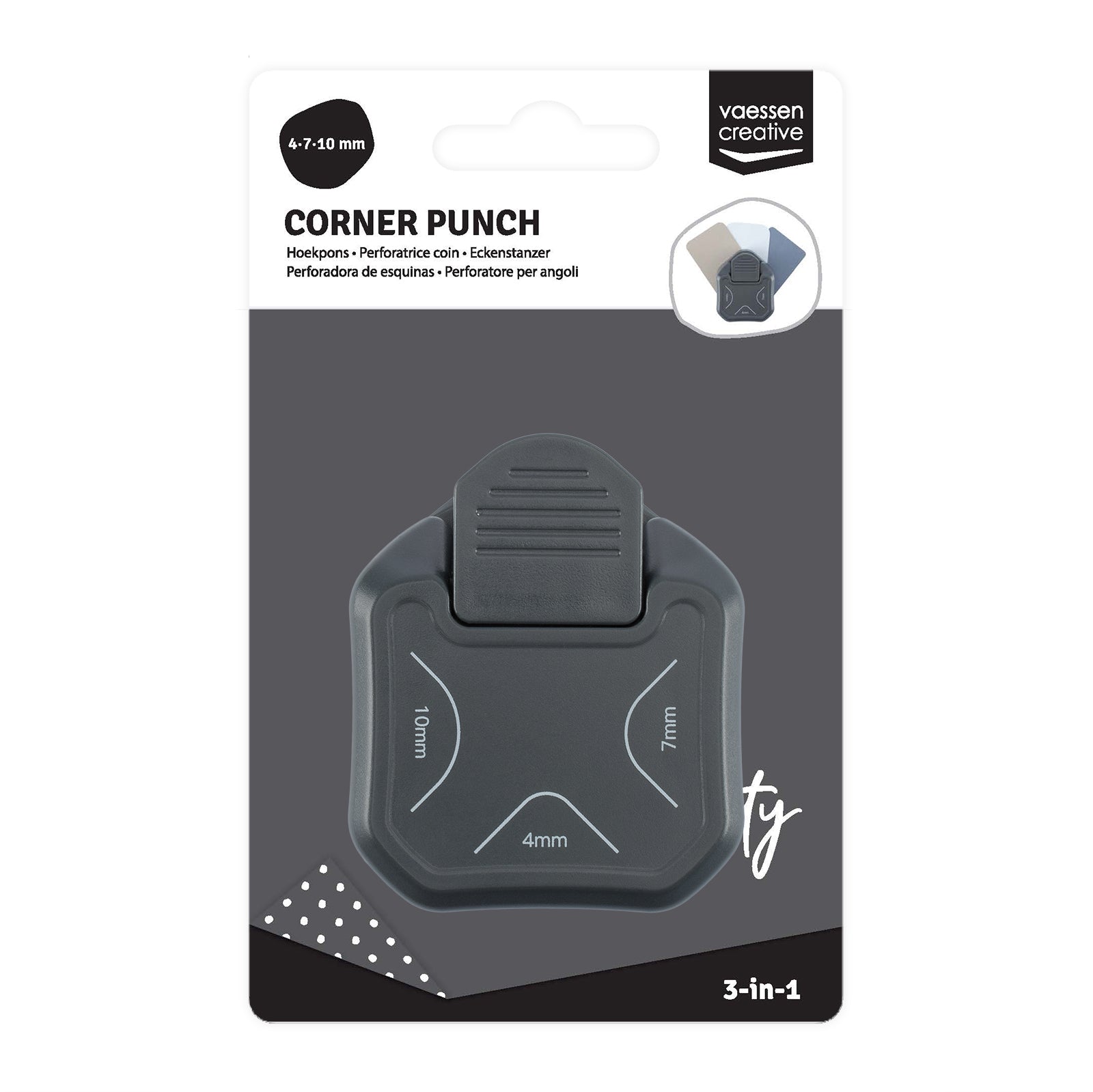 Vaessen Creative • 3-in-1 Corner Punch 4-7-10mm Graphite