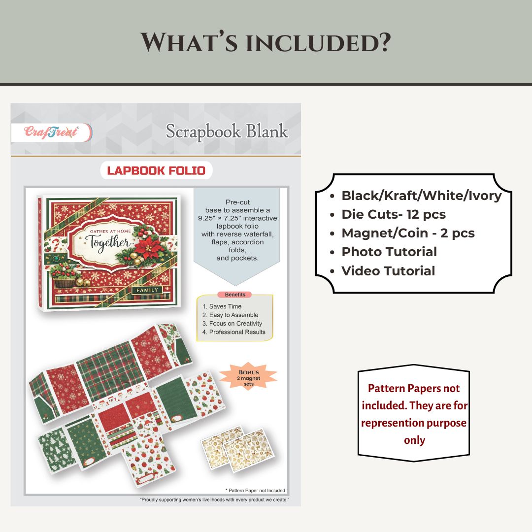 CrafTreat Scrapbook Blank Precut Album Base - LapBook Folio - White