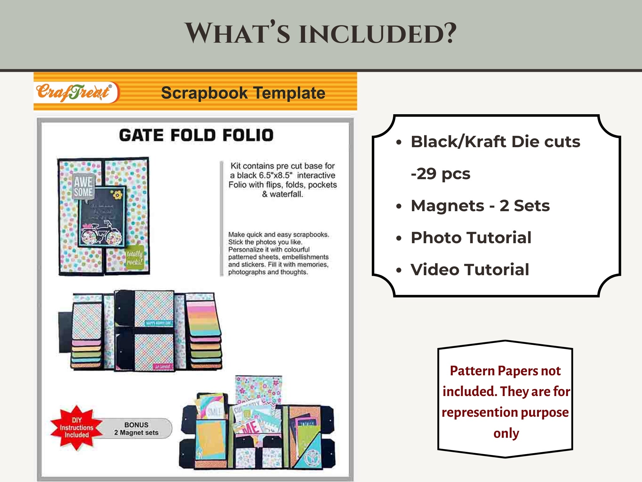 CrafTreat Scrapbook Blanks - Gate Fold Folio - Black Color