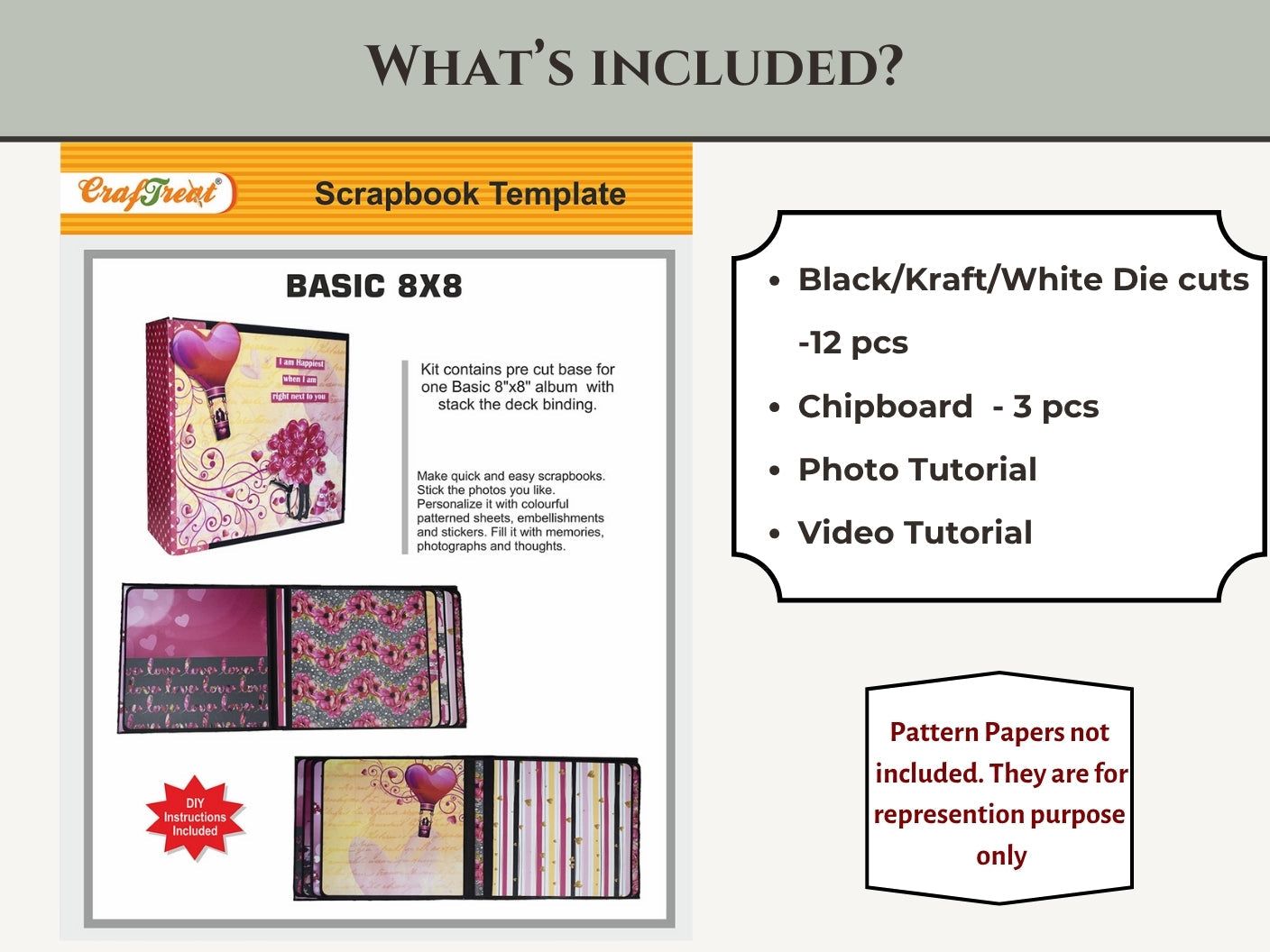 CrafTreat Scrapbook Blanks - Basic 8x8 - White