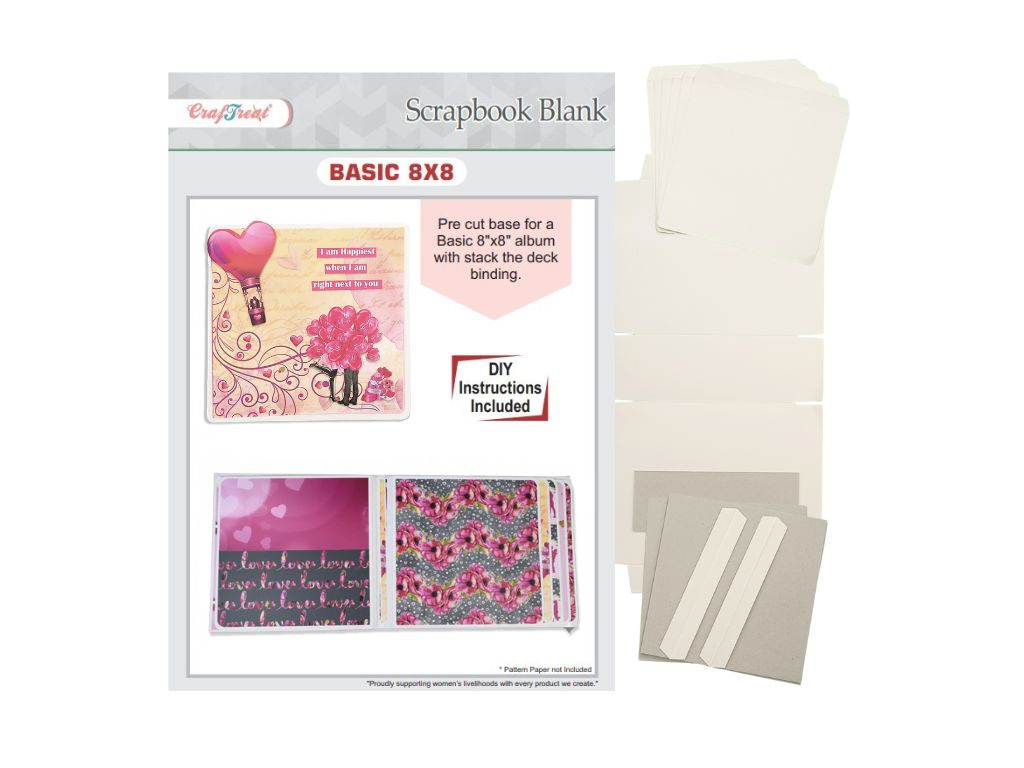 CrafTreat Scrapbook Blank Precut Album Base - Basic 8x8 - Ivory