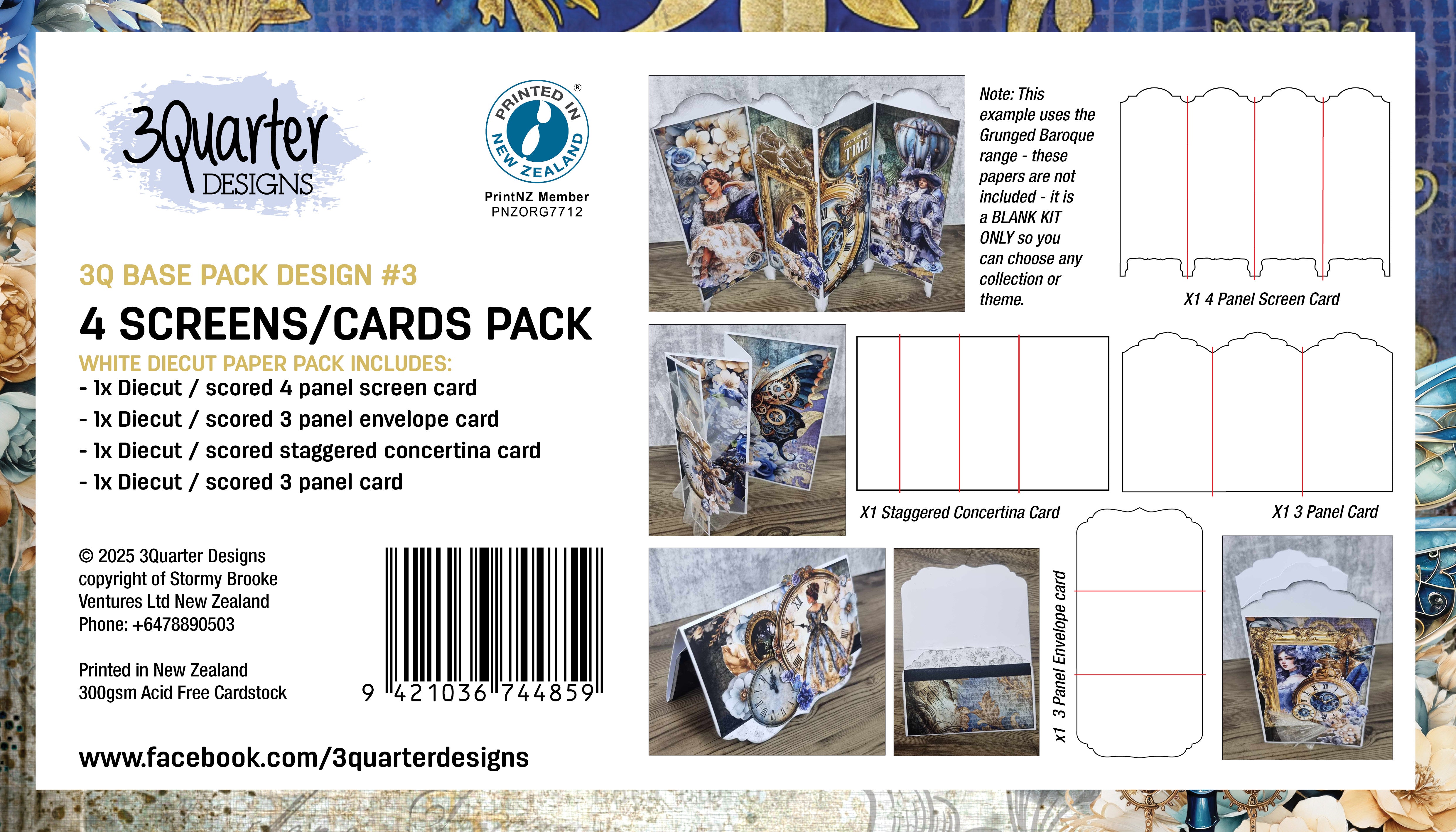 3Quarter Designs Set of 4 Screens/Cards Pack