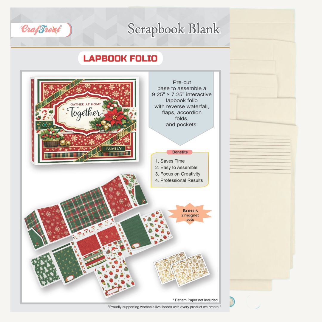 CrafTreat Scrapbook Blank Precut Album Base - LapBook Folio - Ivory