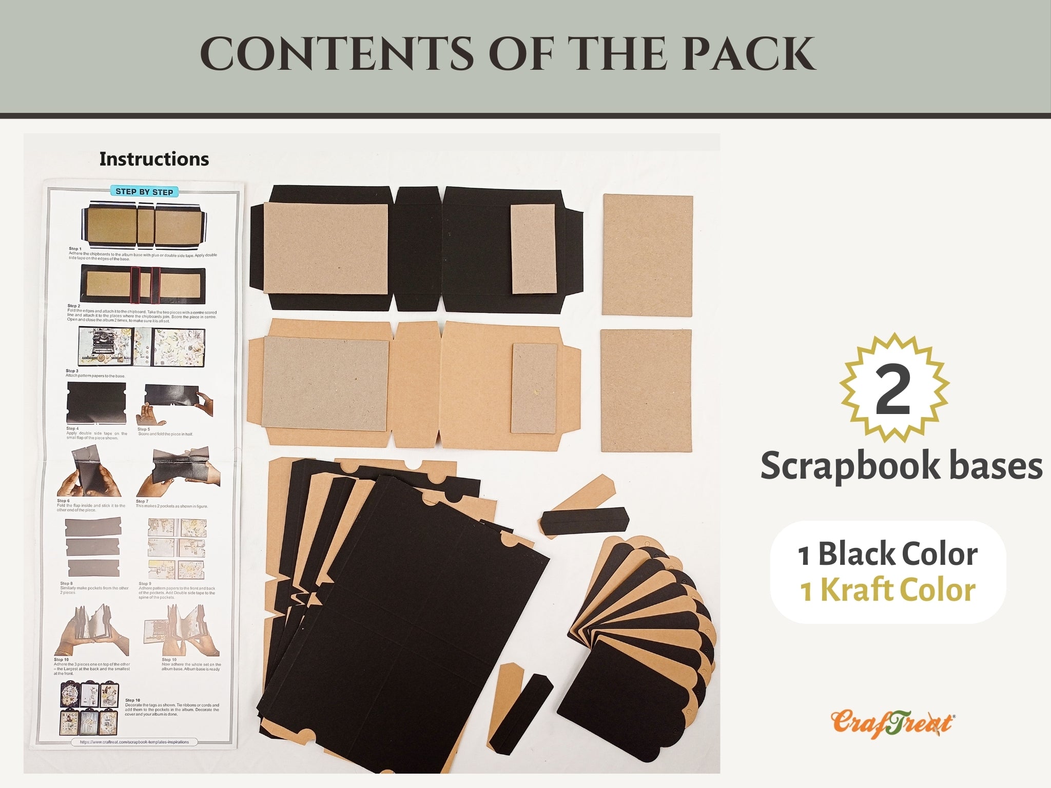 CrafTreat Scrapbook Blanks - Pocket Tag - Black & Kraft Color