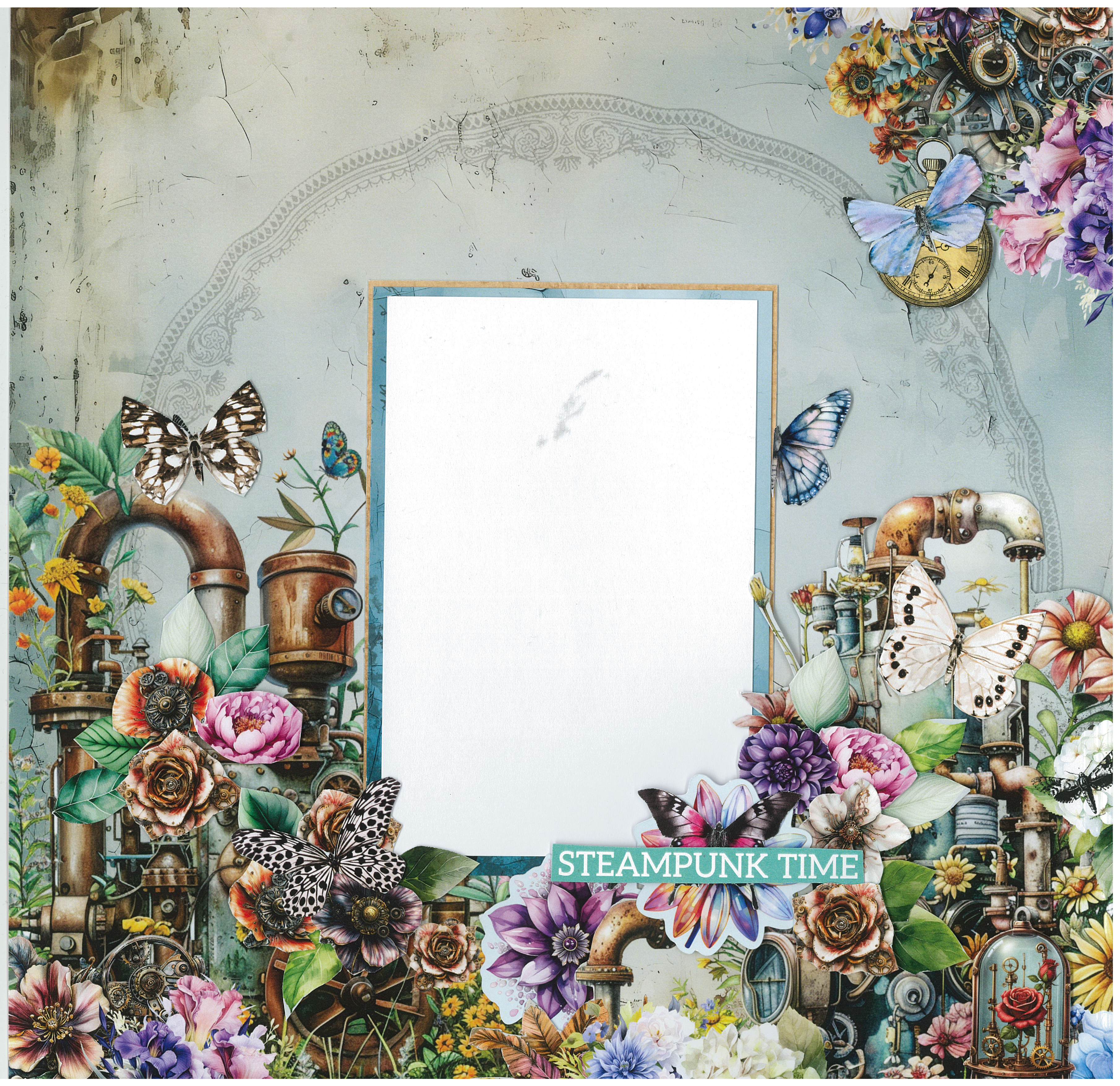3Quarter Designs Floral Mechanica 12x12 Design Paper & Diecuts Set