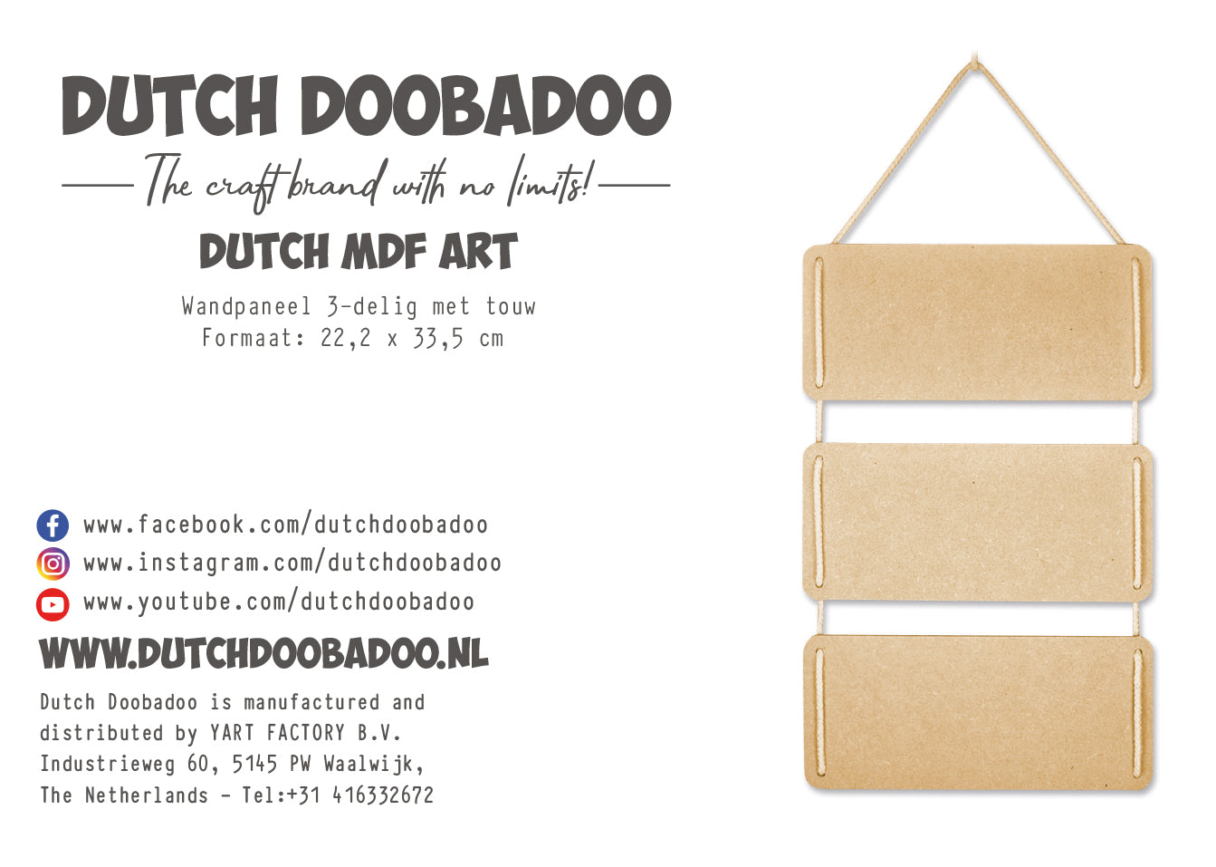 Dutch Doobadoo DDBD MDF Hanging Panels 3 pcs incl Rope