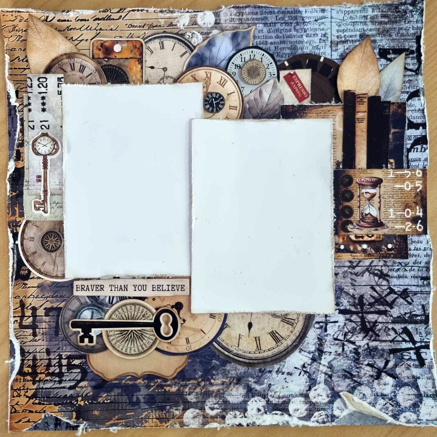 3Quarter Designs Eclectic Clocks 12x12 Design Paper & Diecuts Set