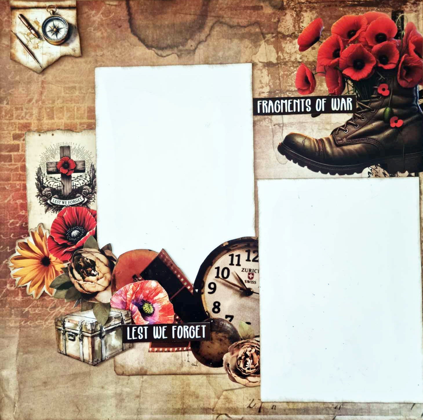 3Quarter Designs Never Forgotten 12x12 Design Paper & Diecuts Set