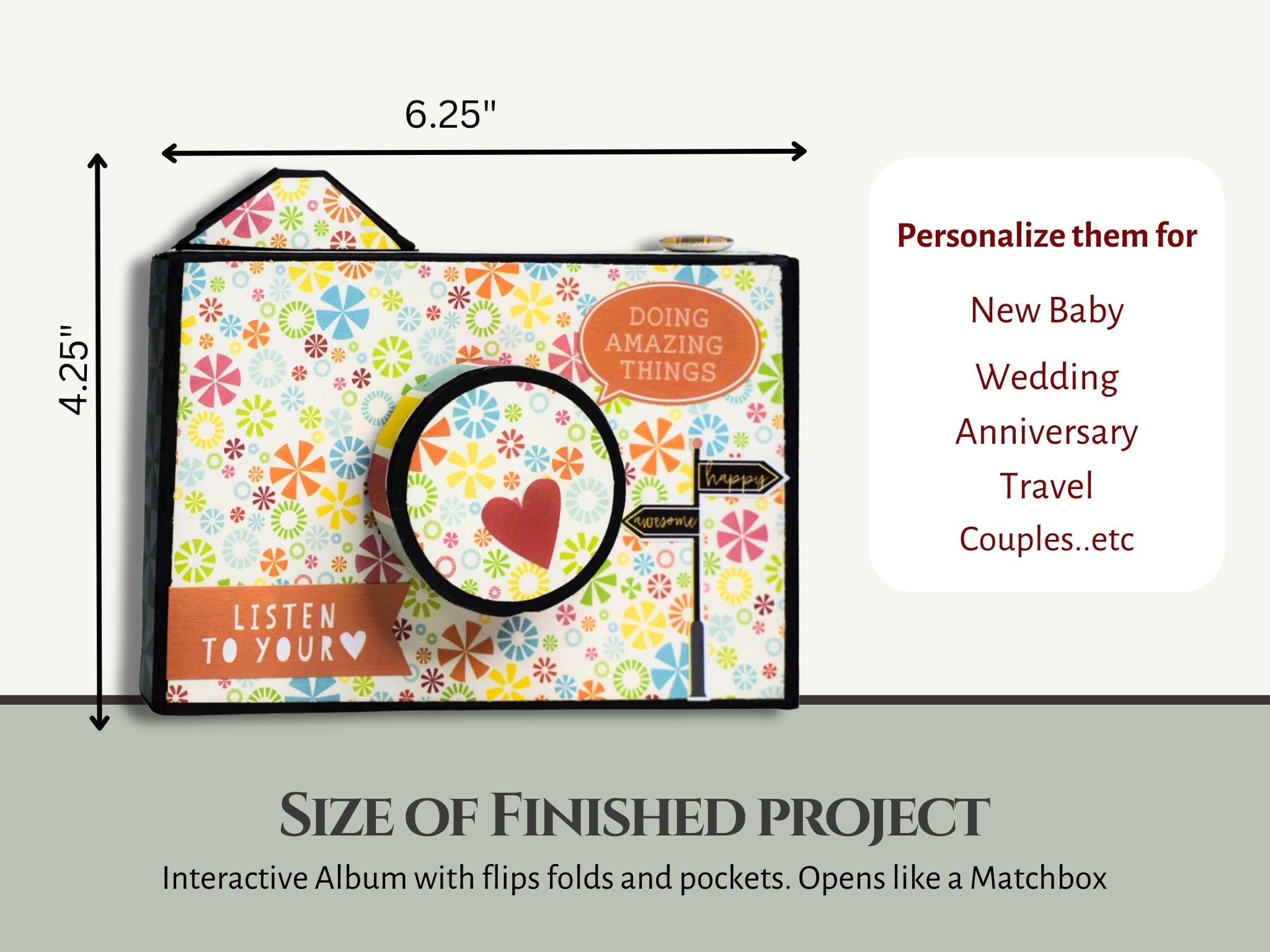 CrafTreat Scrapbook Blanks - Matchbox Camera - Black & Kraft Color