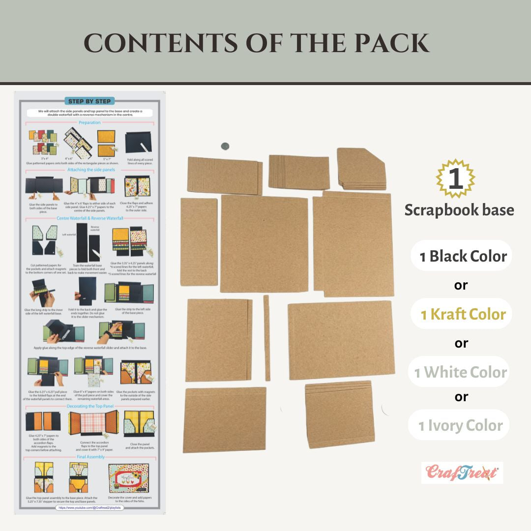 CrafTreat Scrapbook Blank Precut Album Base - LapBook Folio - Kraft