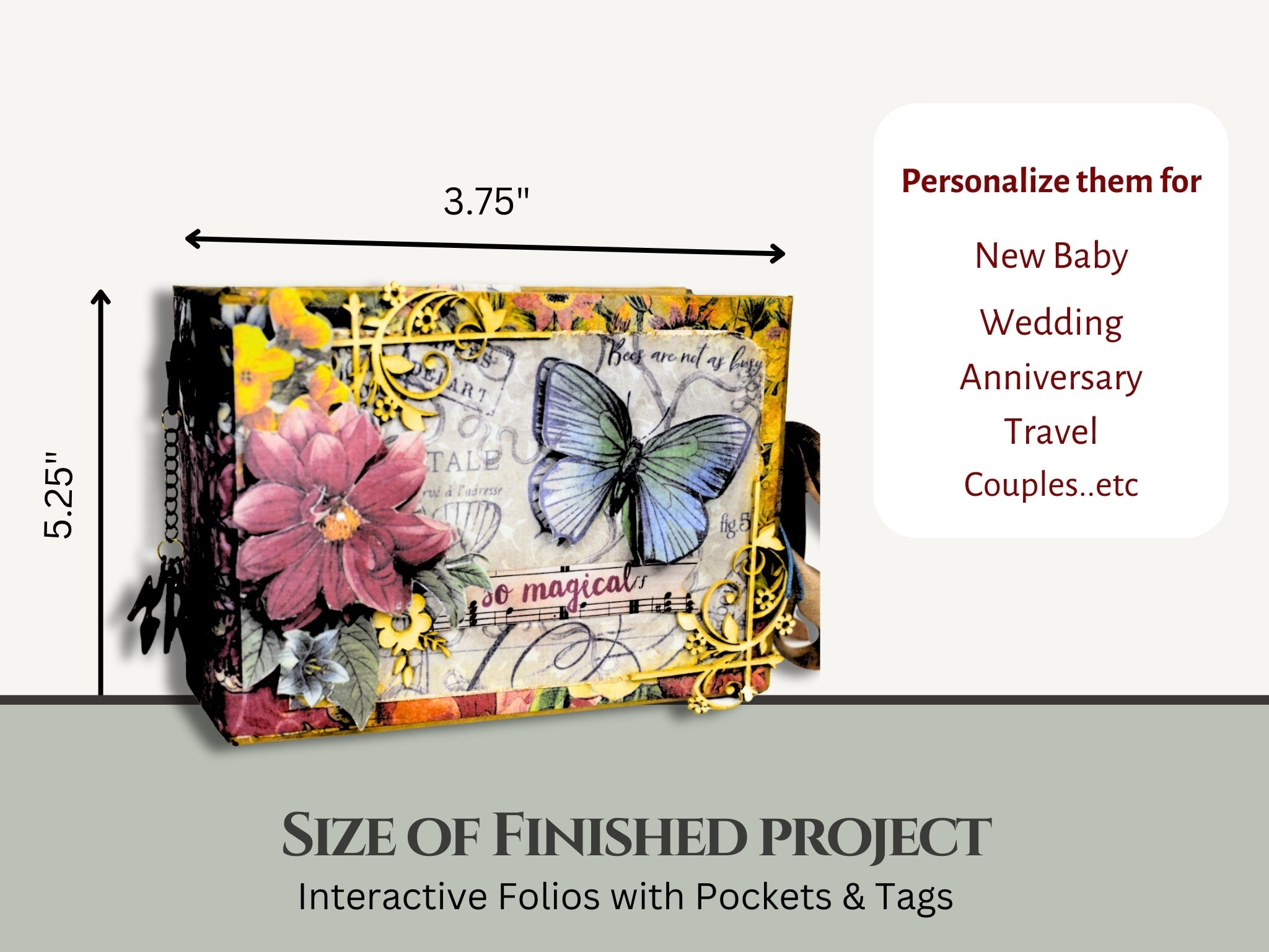 CrafTreat Scrapbook Blanks - Pocket Tag - Black & Kraft Color