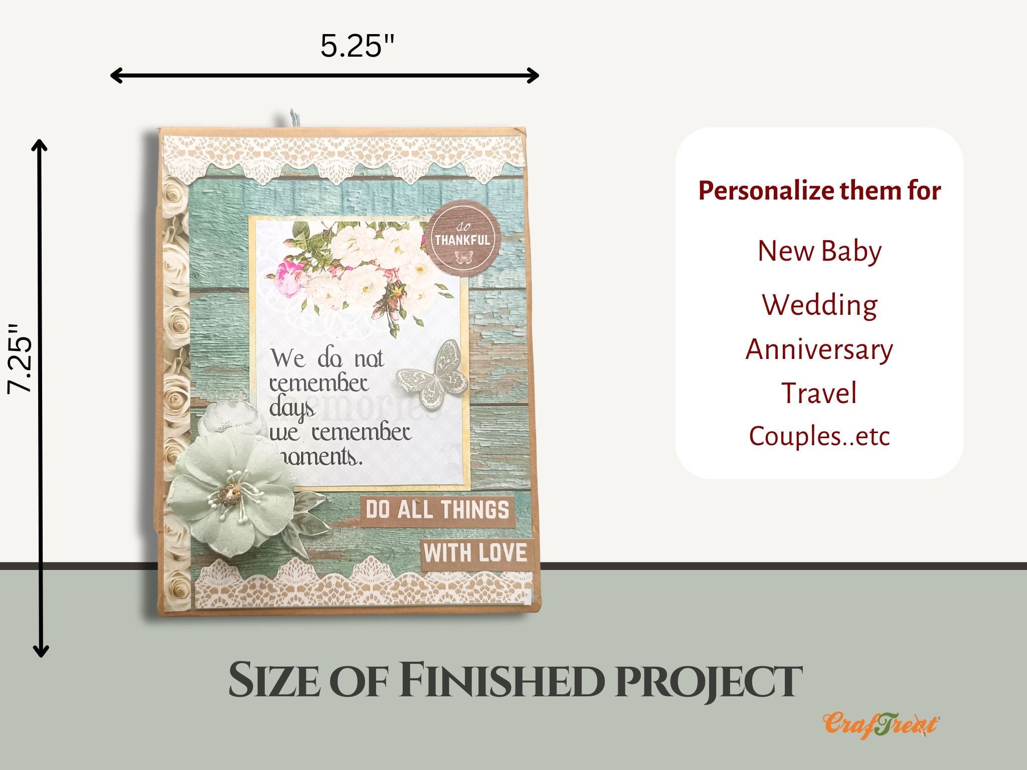 CrafTreat Scrapbook Blanks - Accordion Hinge Book DIY - Kraft