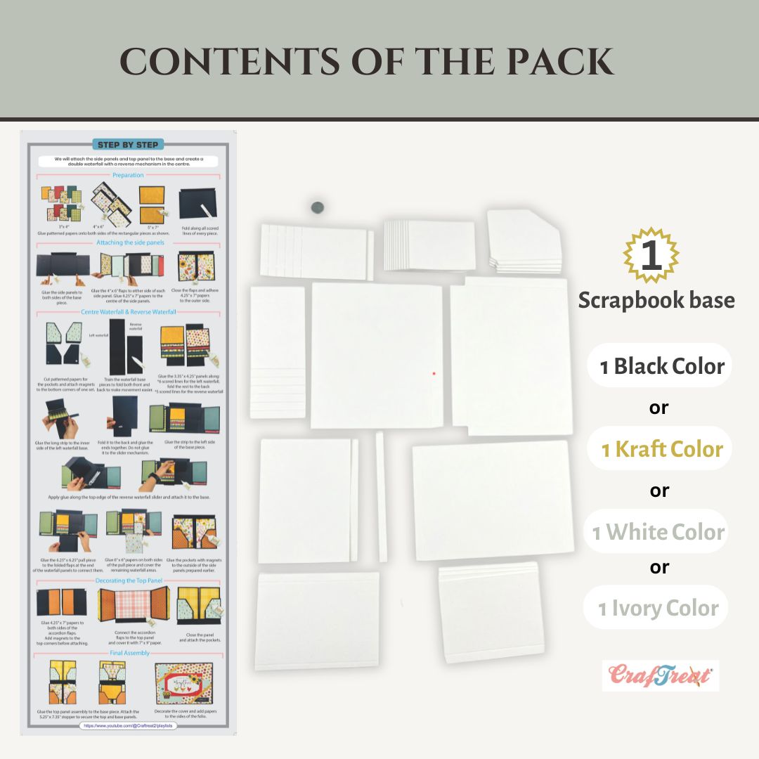 CrafTreat Scrapbook Blank Precut Album Base - LapBook Folio - White