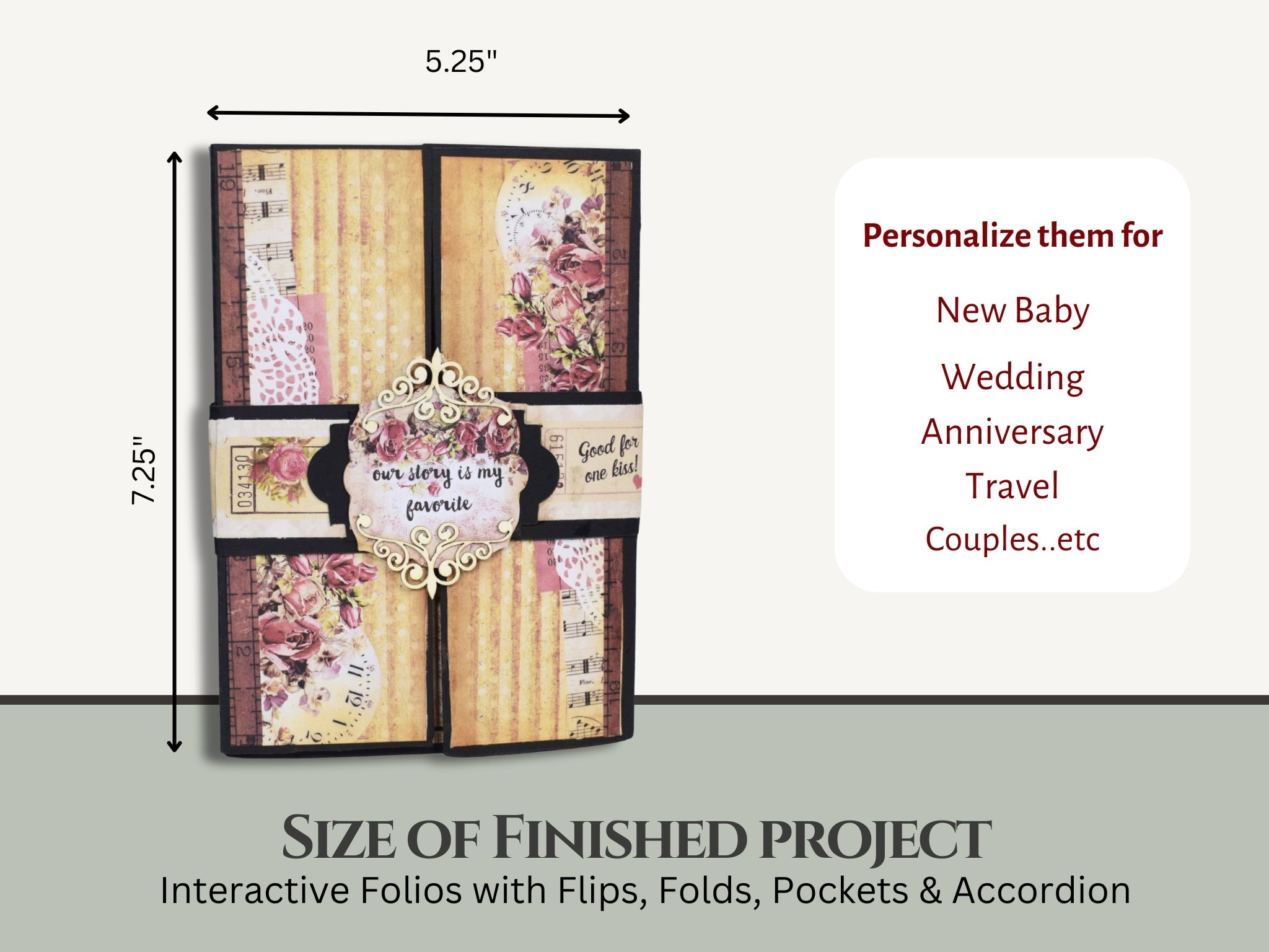 CrafTreat Scrapbook Blanks - FlipFlap Gatefold - Black & Kraft Color