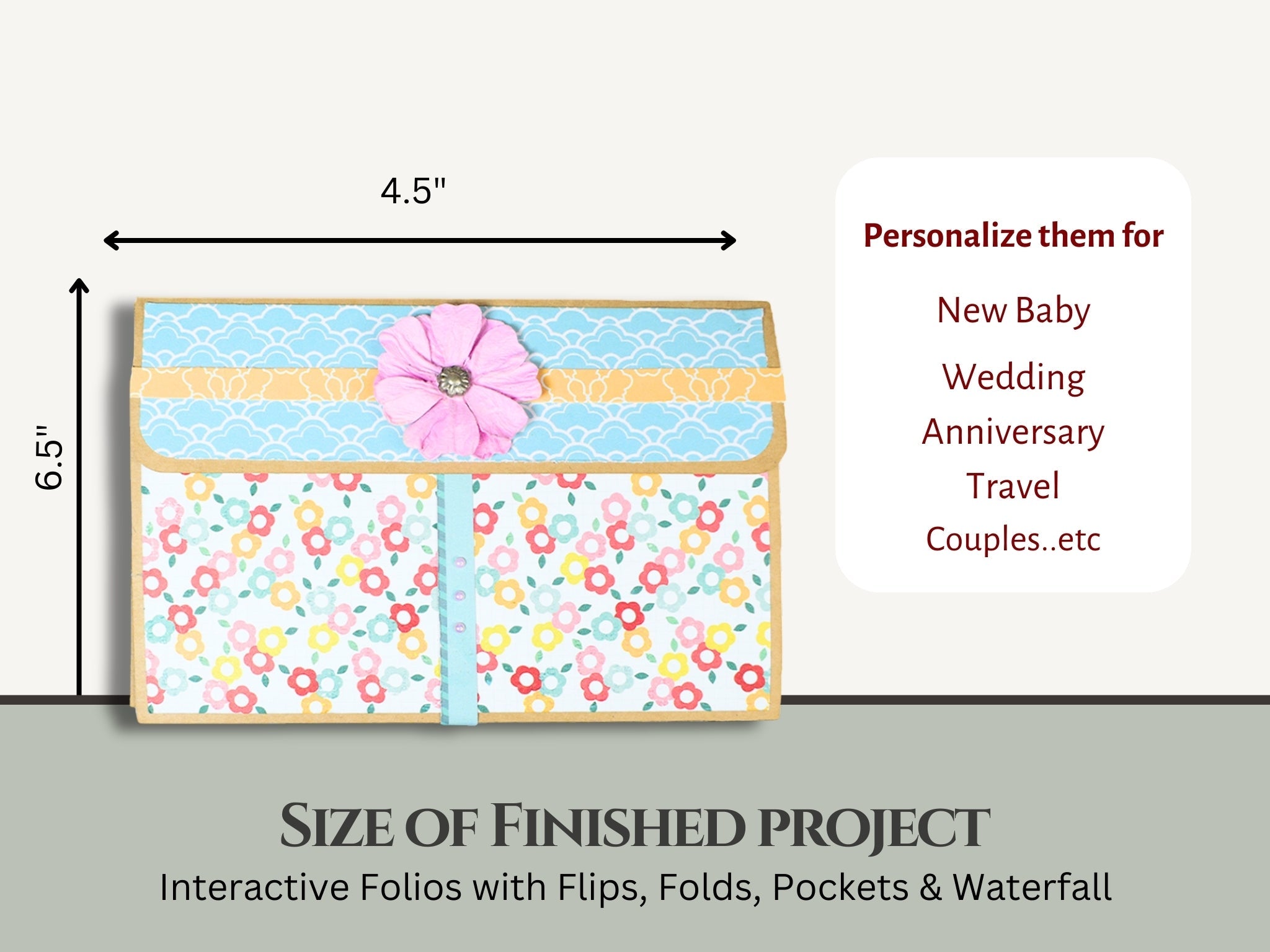 CrafTreat Scrapbook Blanks - TriFold Folio Wallet - Black & Kraft Color