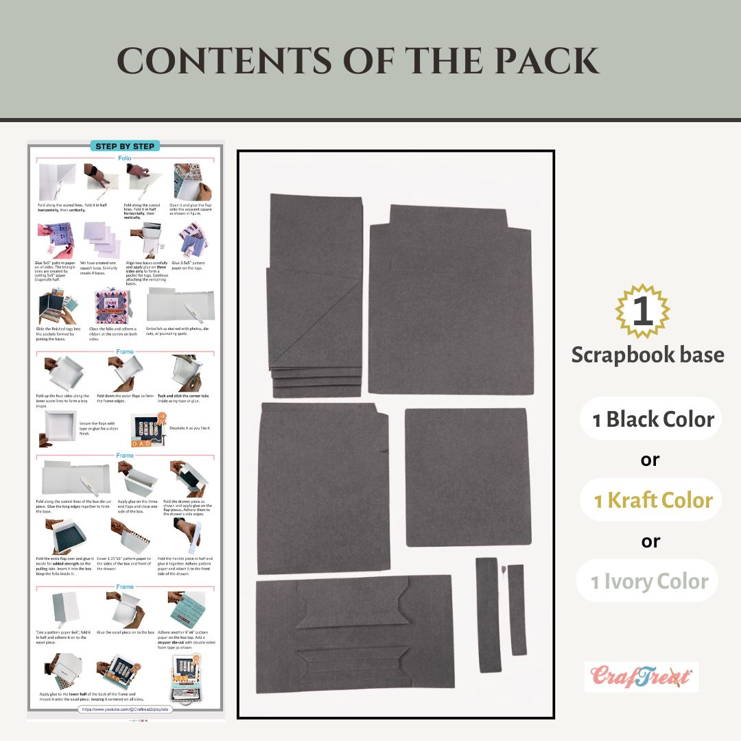 CrafTreat Scrapbook Blank Easel Box Folio - Black