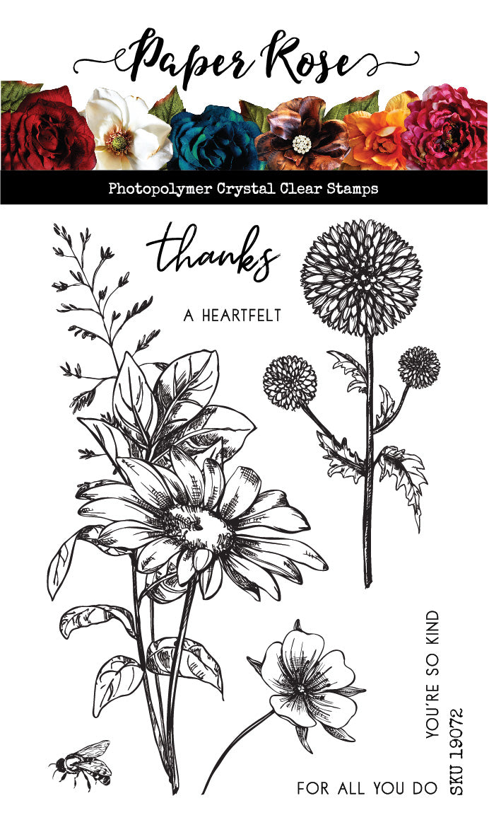 Sketchy Floral - Thanks 4x6" Clear Stamp Set 19072