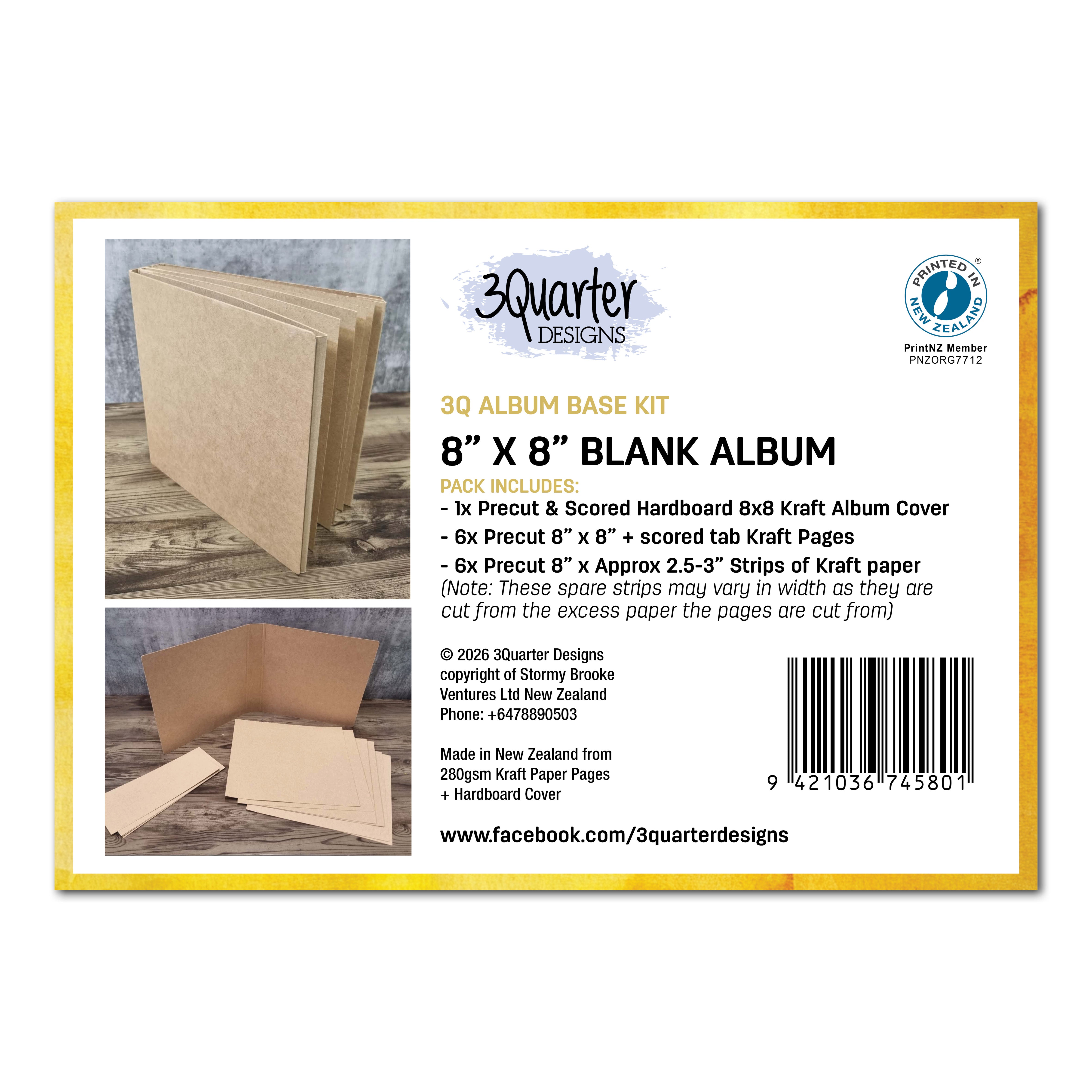 3Quarter Designs 8x8 Blank Album - Kraft