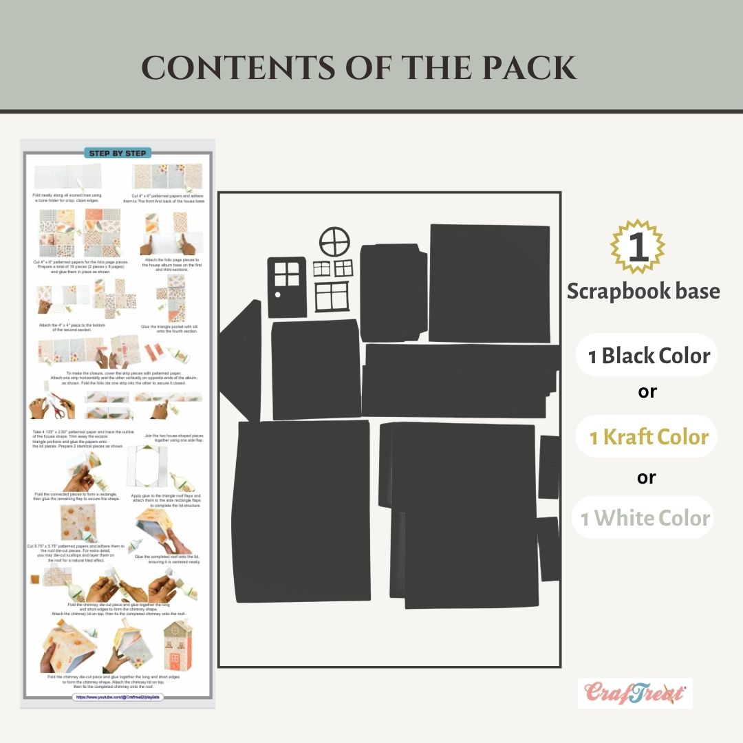 CrafTreat Scrapbook Blank - Tall House - Black