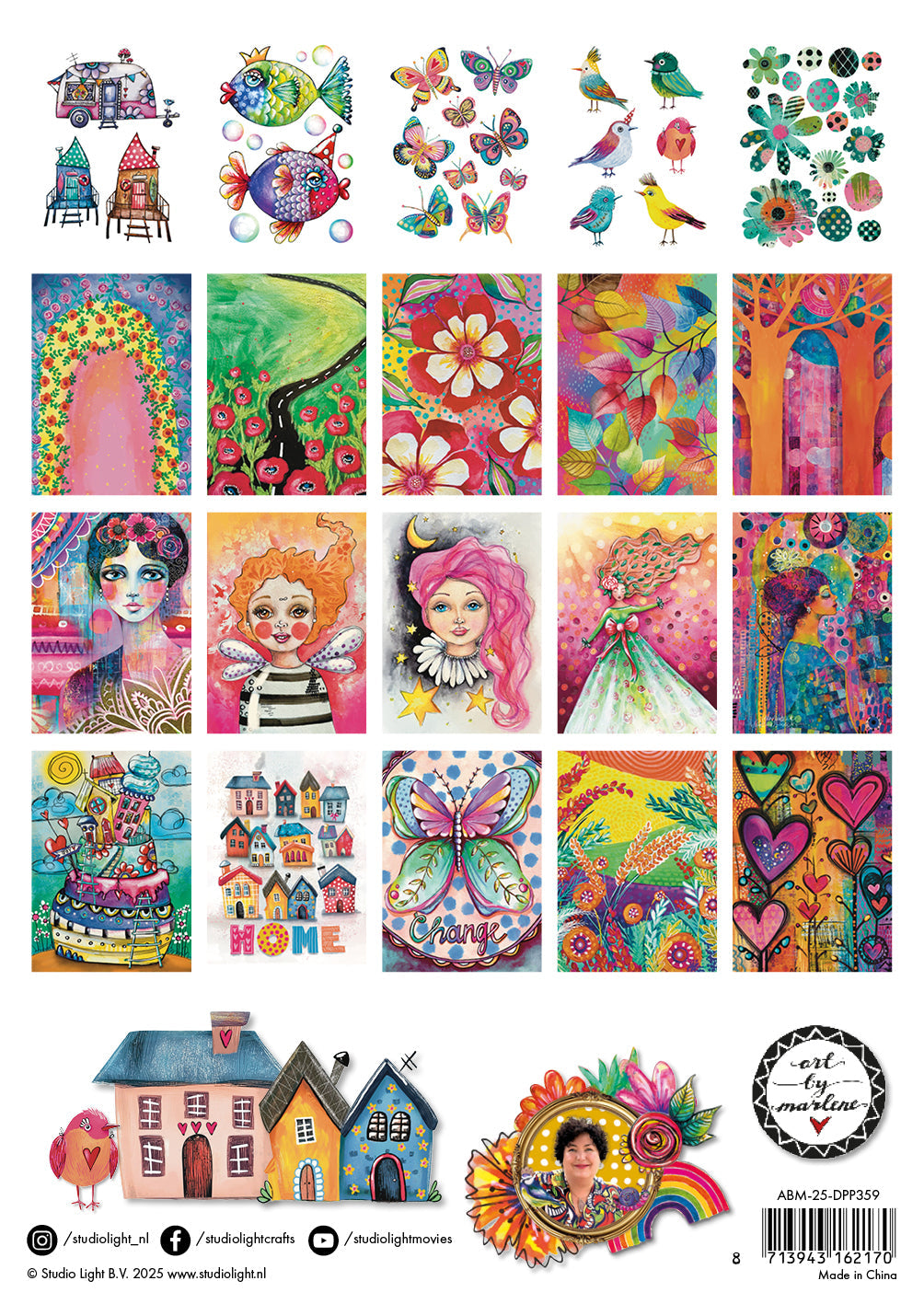 ABM Cut And Paste Book Whimsical World Art By Marlene 40 Sheets