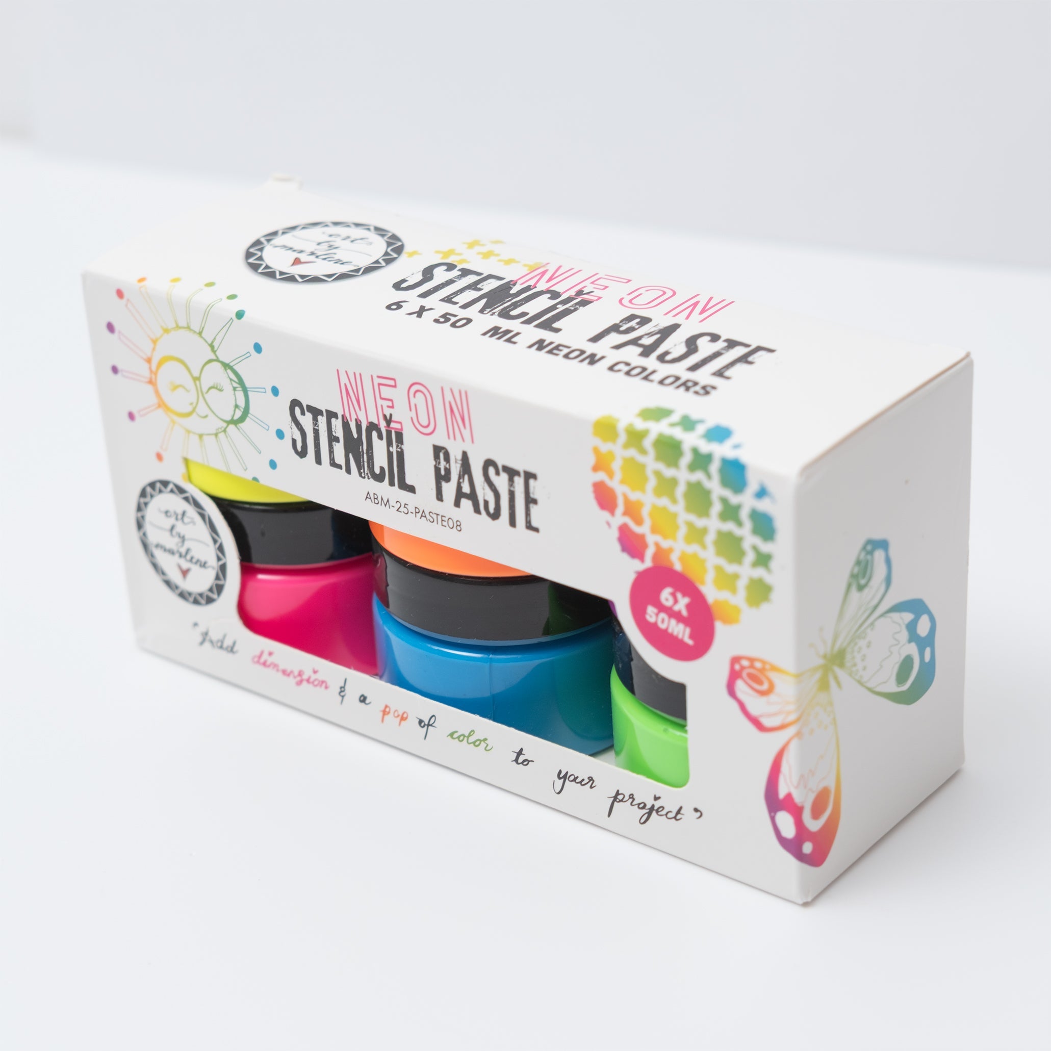 ABM Stencil Paste Neon colors Art By Marlene 169x86x58mm 6x50 ML