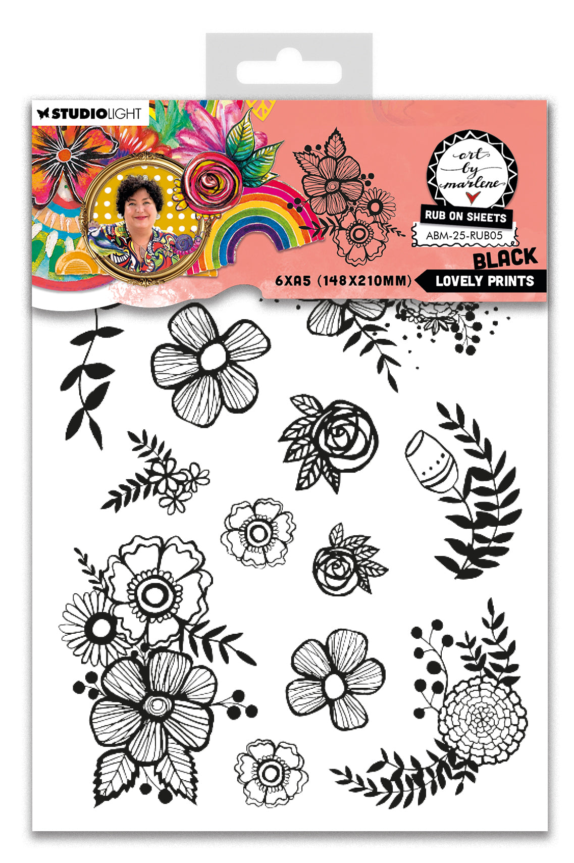 ABM Rub-Ons Lovely Prints, Black Art By Marlene 6 Sheets