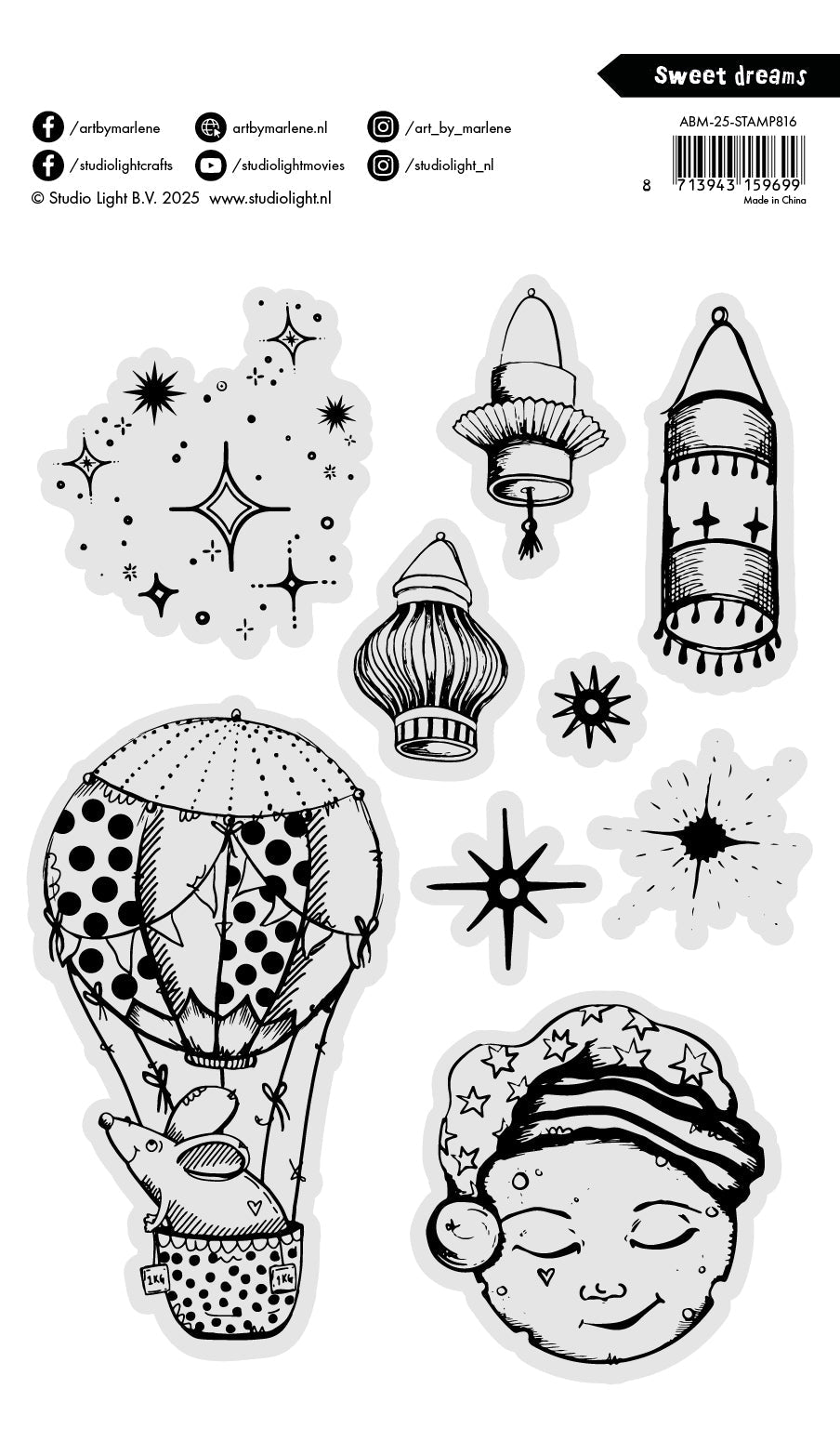 ABM Clear Stamp Sweet Dreams Art by Marlene 9 Pieces