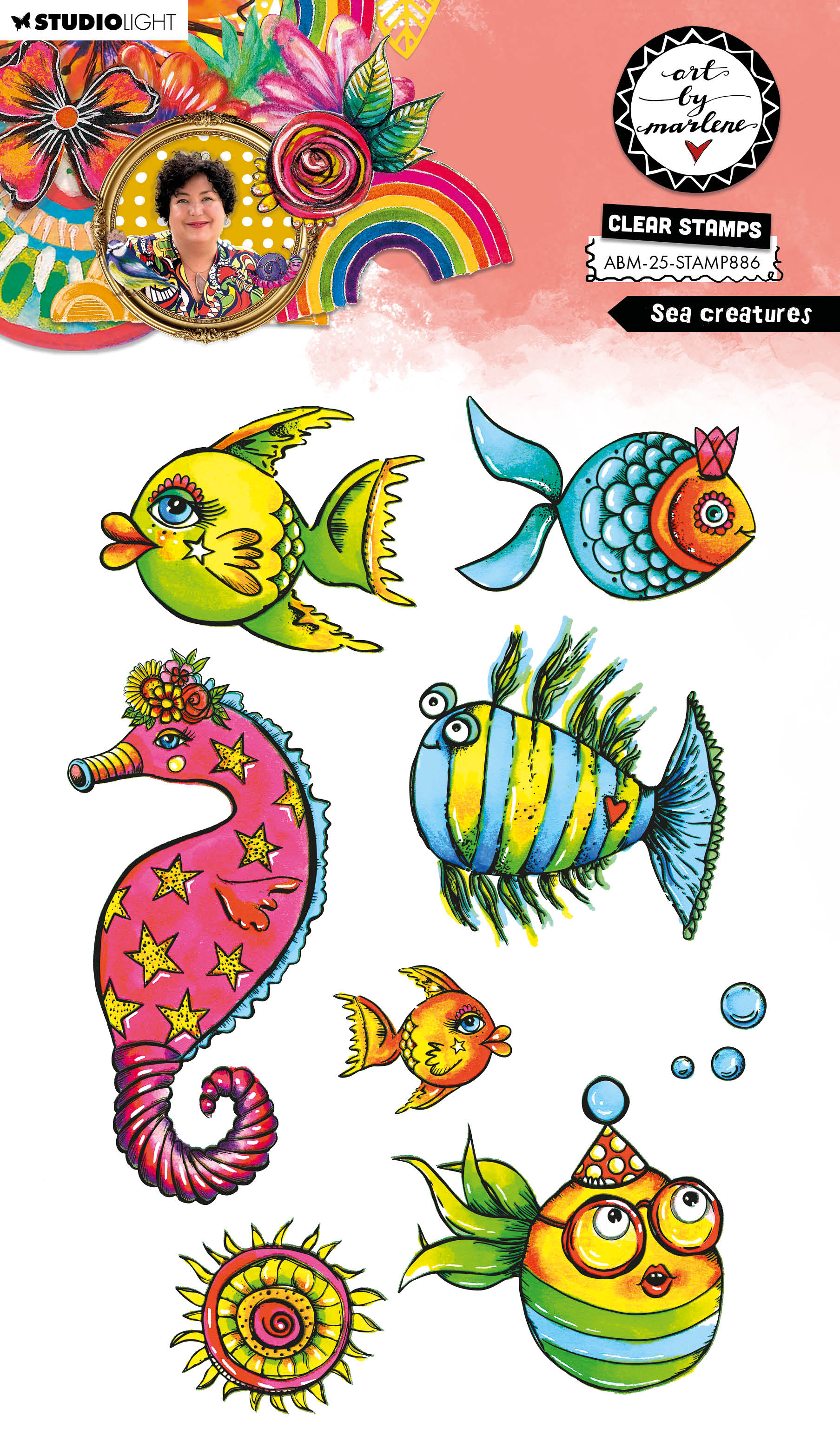 ABM Clear Stamp Sea creatures Art By Marlene 148x210x3mm 8 Pieces