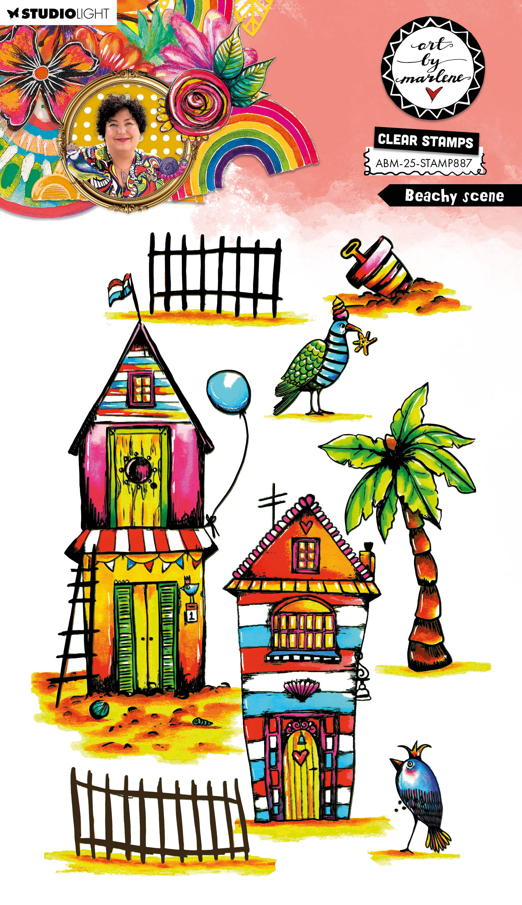ABM Clear Stamp Beachy scene Art By Marlene 148x210x3mm 8 Pieces