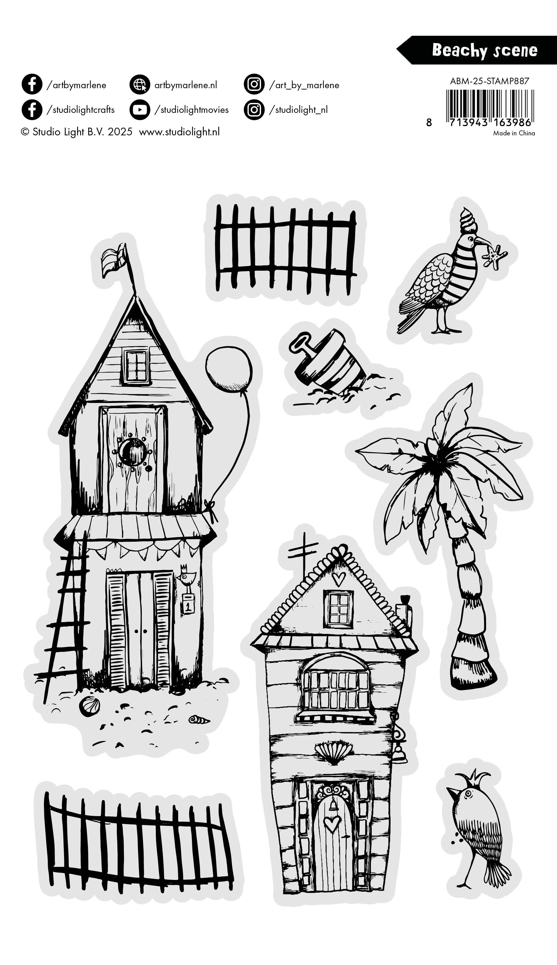 ABM Clear Stamp Beachy scene Art By Marlene 148x210x3mm 8 Pieces
