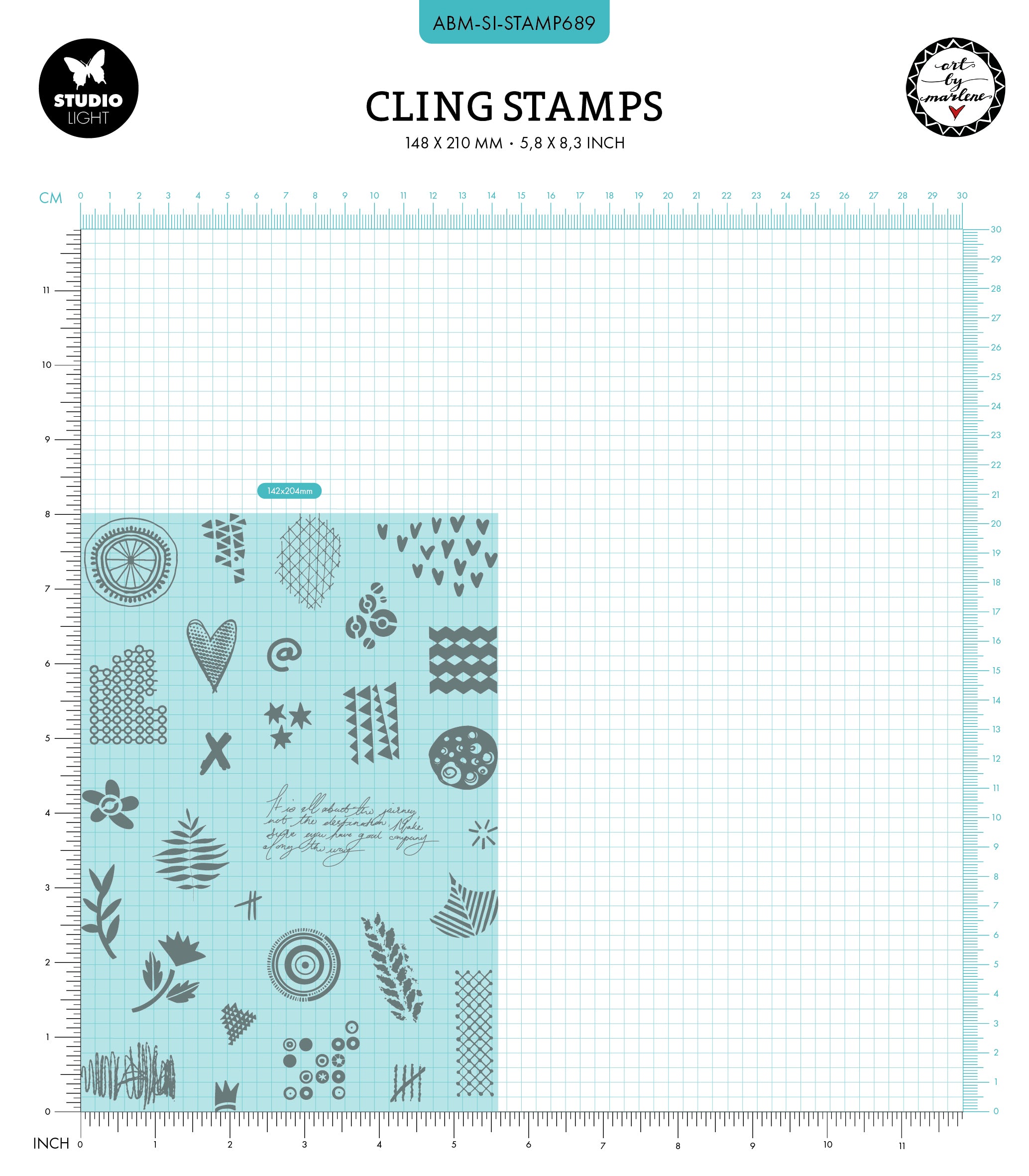 ABM Cling Stamp Journaling Deco Signature Collection 29 PC