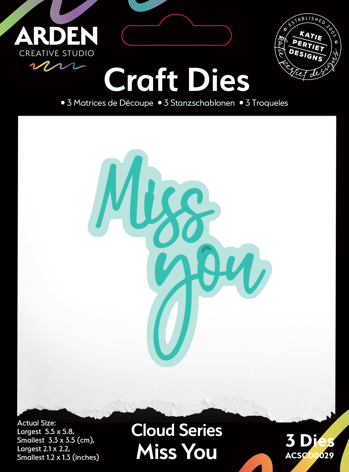 Arden Creative Studio Sentiment Cloud Series Miss You Craft Die Set