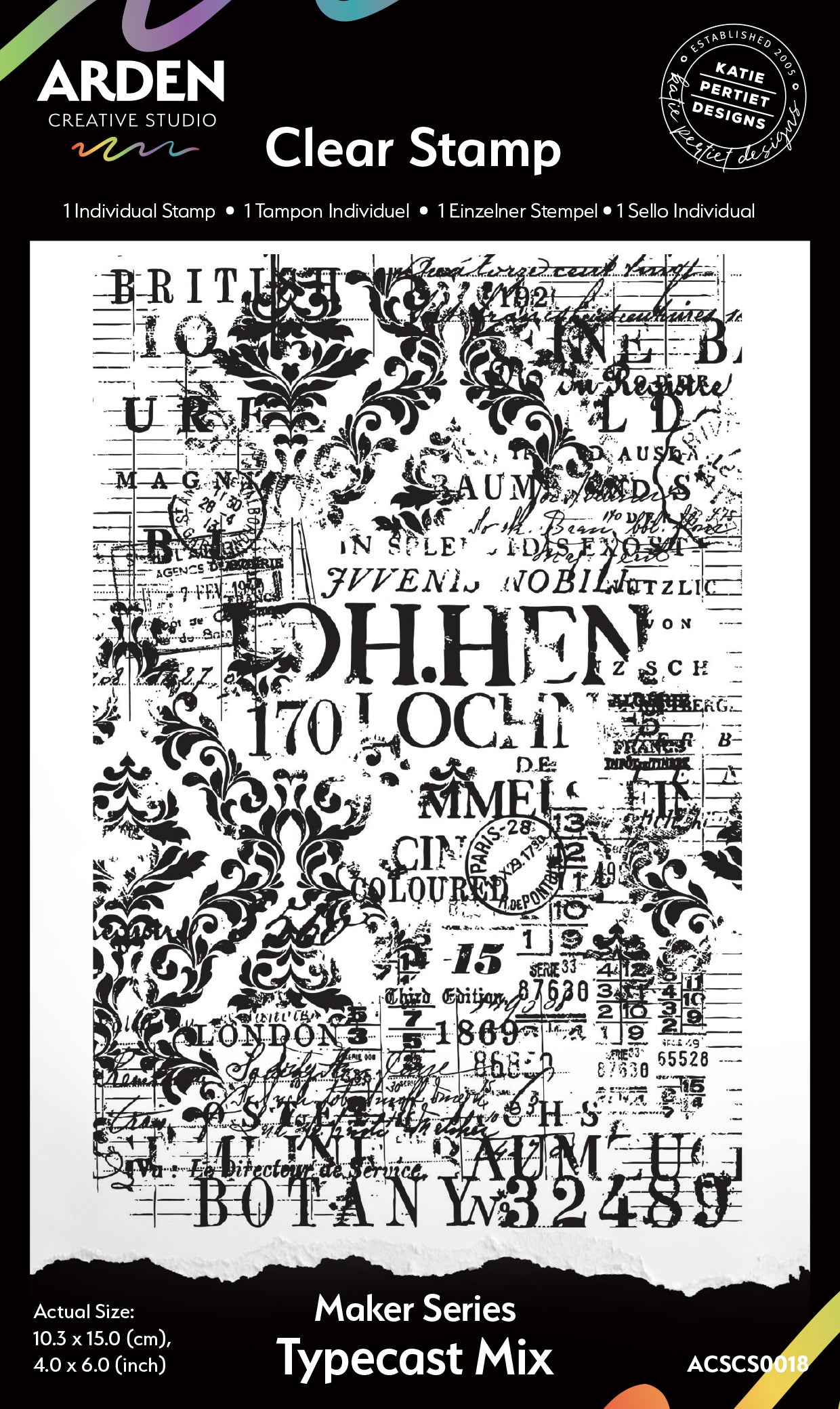 Arden Creative Studio Maker Series Typecast Mix 4in x 6in Background Stamp