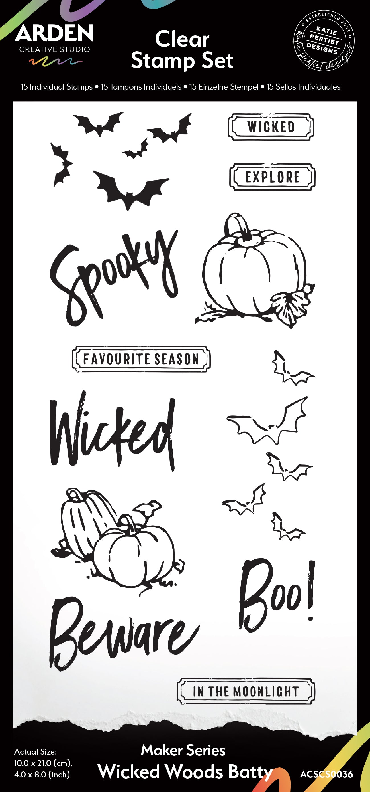 Arden Creative Studio Wicked Woods Batty 4in x 8in Clear Stamp Set