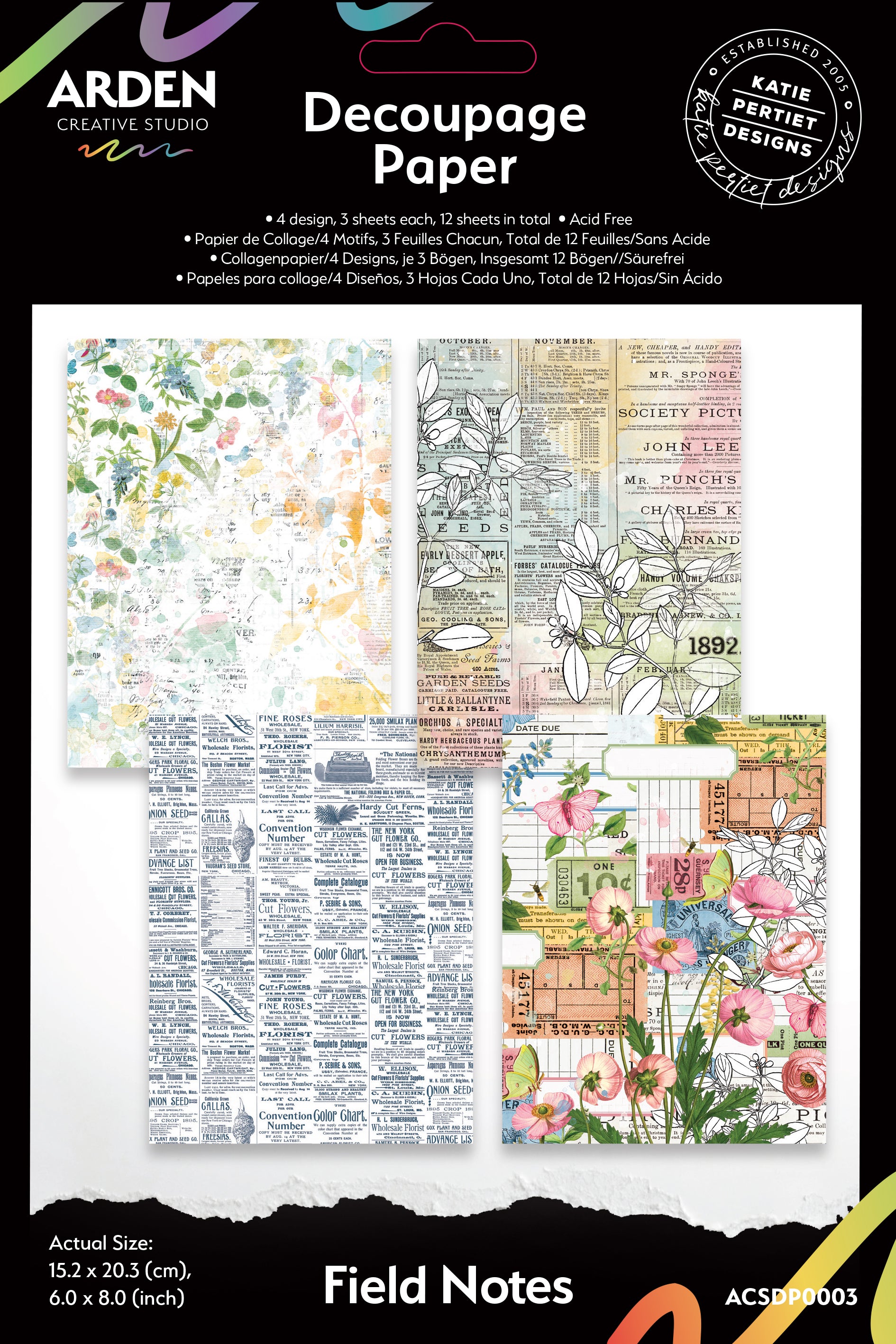 Arden Creative Studio Field Notes 6in x 8in Decoupage Paper
