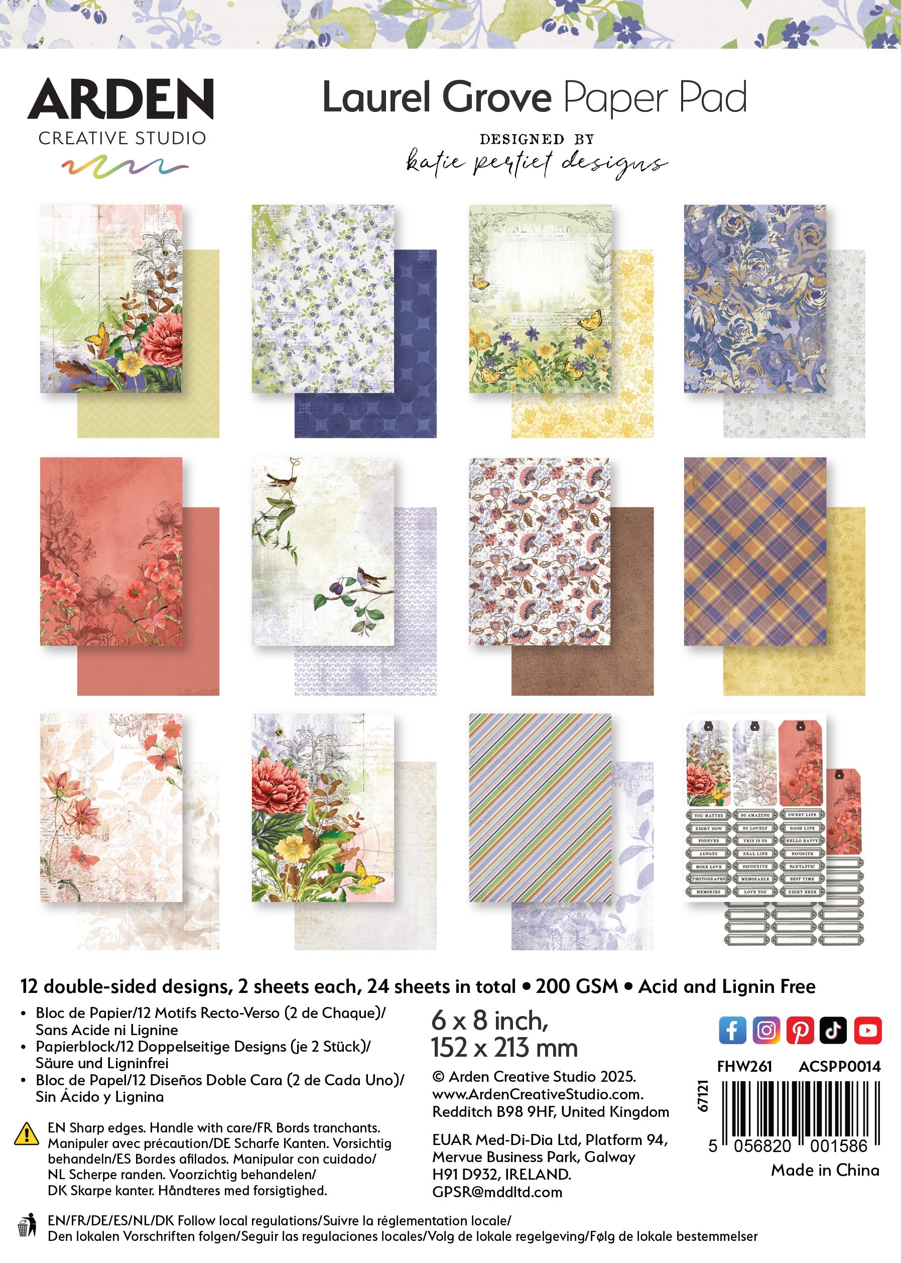 Arden Creative Studio Laurel Grove 6in x 8in Paper Pad