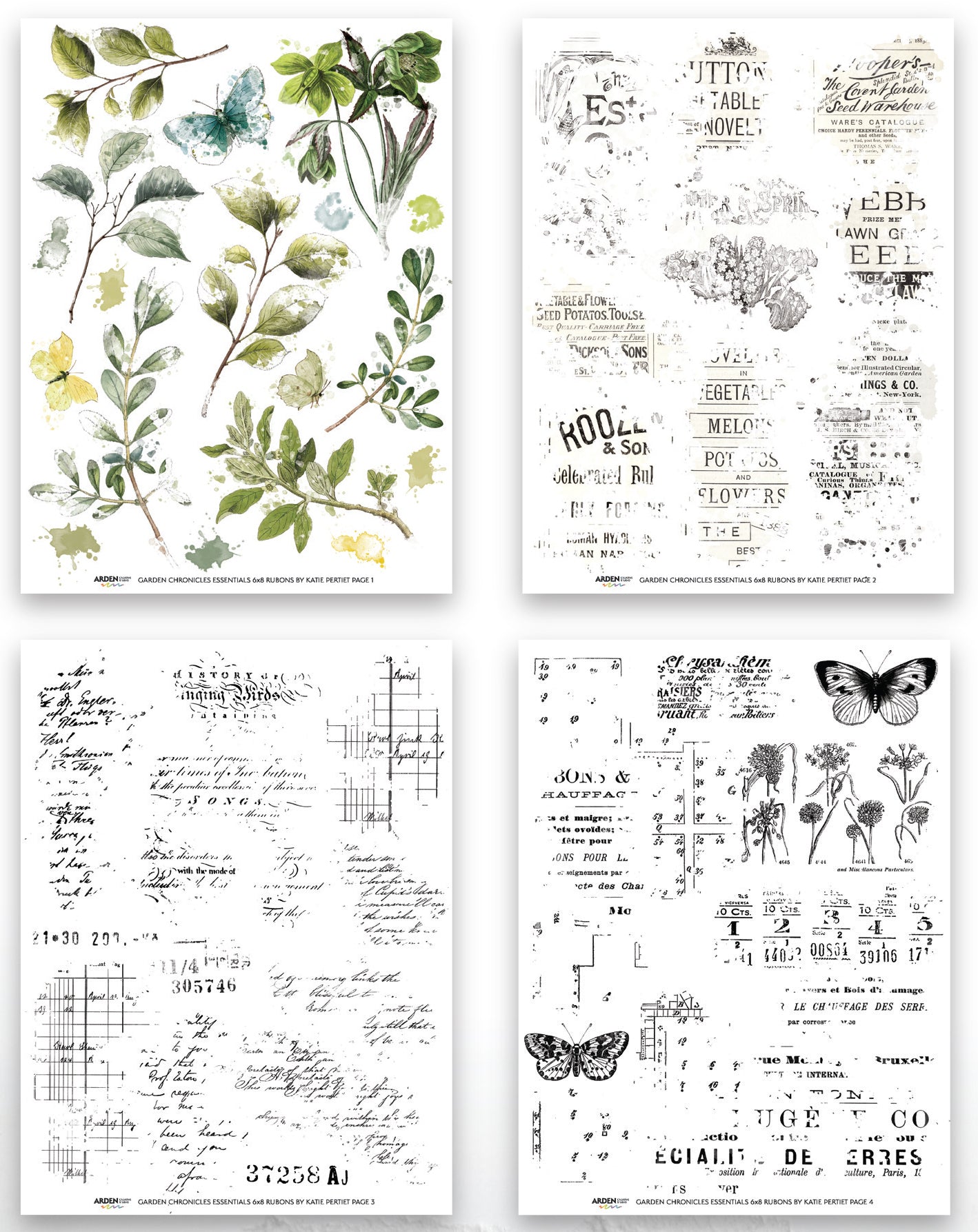 Arden Creative Studio Garden Chronicles Essentials 6in x 8in Rub-On Transfer Set